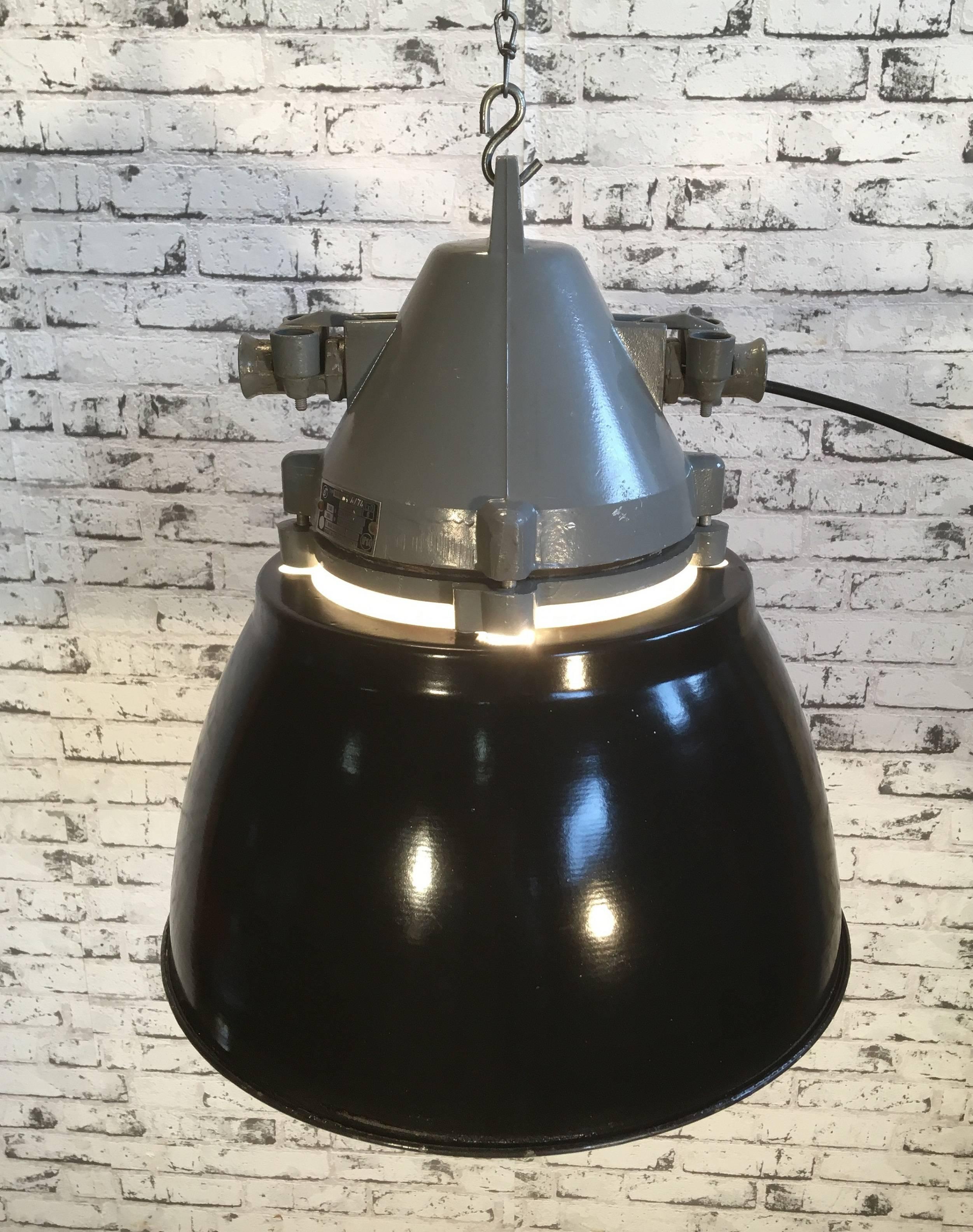 Czech Dark Grey Aluminium Explosion Proof Lamp with Black Enameled Shade