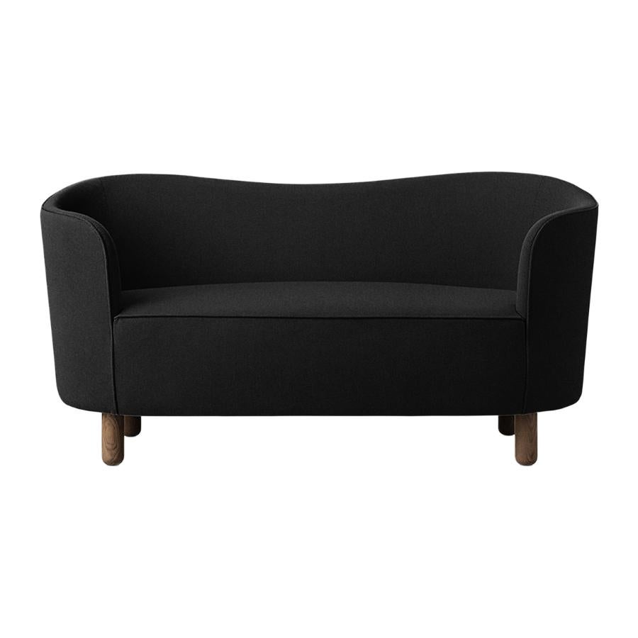 Dark grey and smoked oak Raf Simons Vidar 3 mingle sofa by Lassen.
Dimensions : W 154 x D 68 x H 74 cm 
Materials: Textile, oak.

The Mingle sofa was designed in 1935 by architect Flemming Lassen (1902-1984) and was presented at The Copenhagen