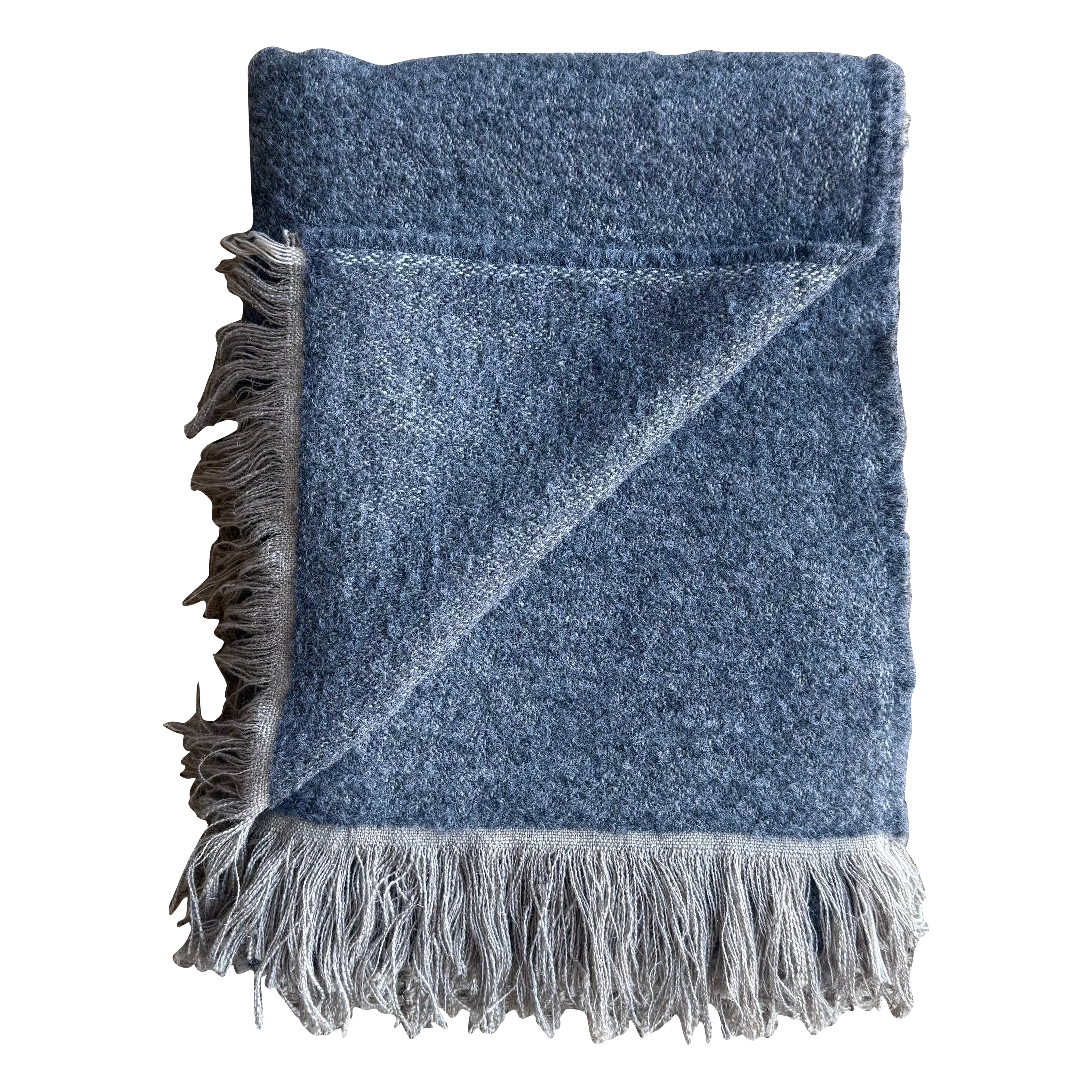 Dark Grey Belgian Linen and Wool Throw For Sale