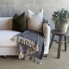 Plaid en laine et lin belge gris foncé - XL