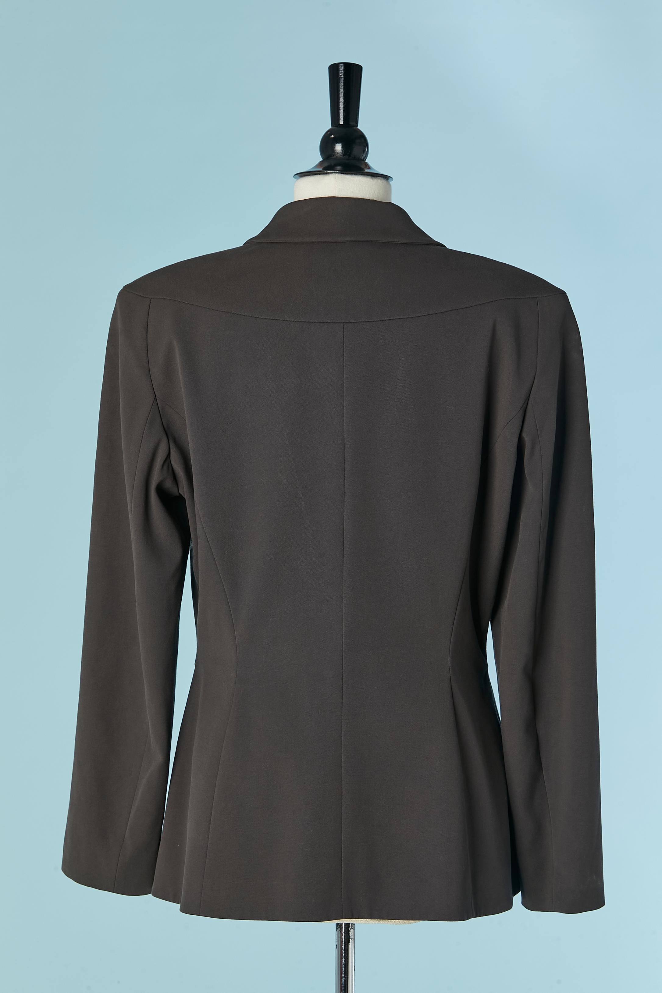 Women's Dark grey/brown single breasted jacket with top-stitching MUGLER COUTURE For Sale