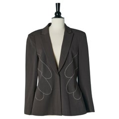 Dunkelgrauer/brauner Einreiher mit Absteppung MUGLER COUTURE