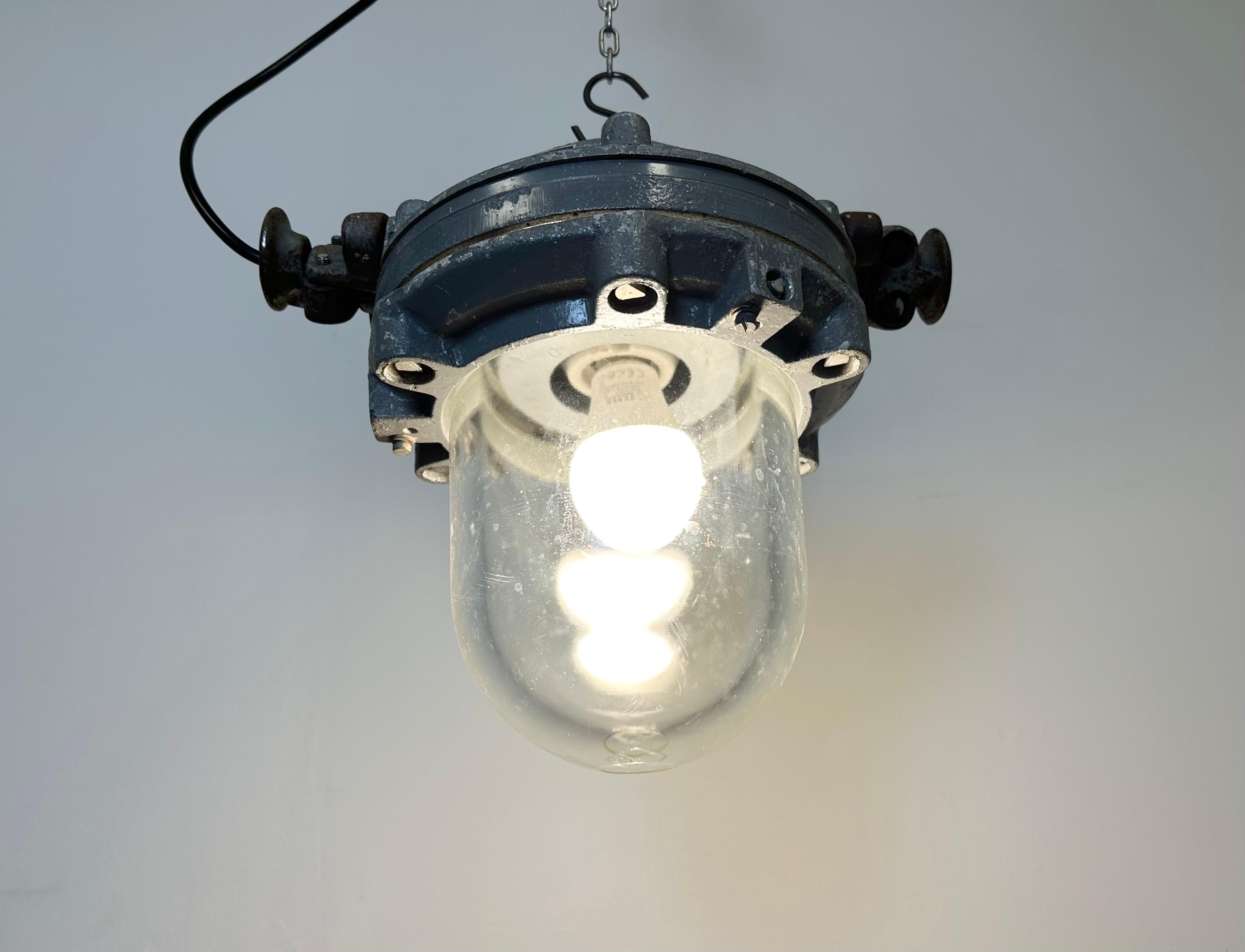 Dunkelgraue Explosion Proof-Lampe aus Aluminiumguss, 1970er Jahre im Angebot 11