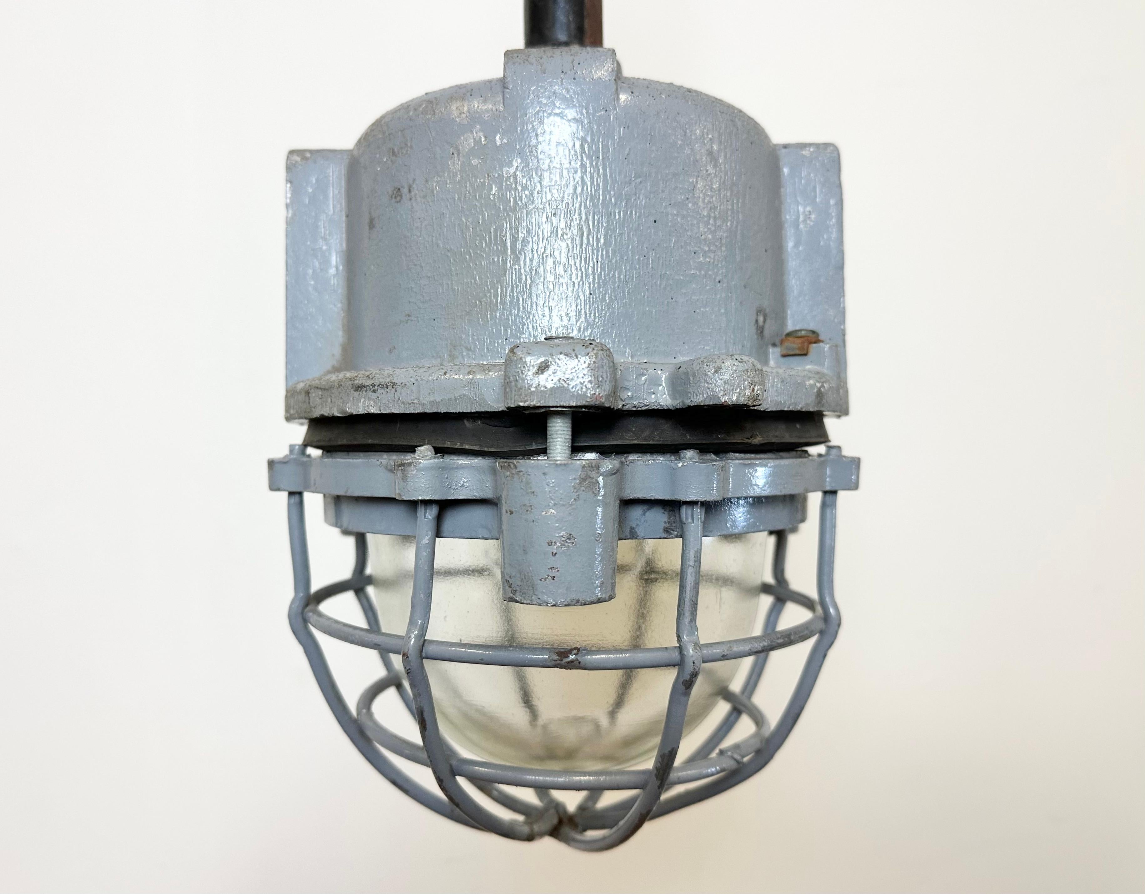 Dark Grey Cast Aluminium Explosion Proof Light from ELBA , 1970s In Good Condition For Sale In Kojetice, CZ
