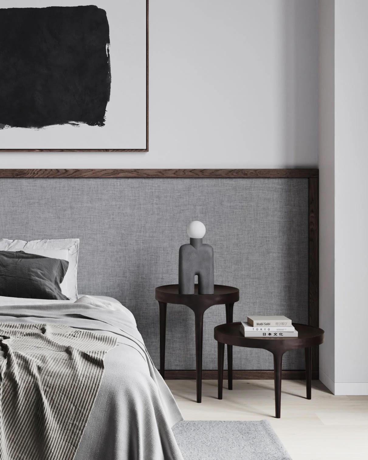French Dark Grey Ceramic Table Lamp, Contemporary Work. For Sale