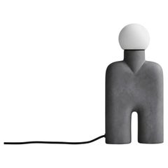 Dark Grey Ceramic Table Lamp, Contemporary Work.