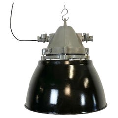 Dark Grey Explosion Proof Lamp with Black Enameled Shade, 1970s