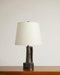 Dark Grey Glazed Ceramic Table Lamp, France, 20th C