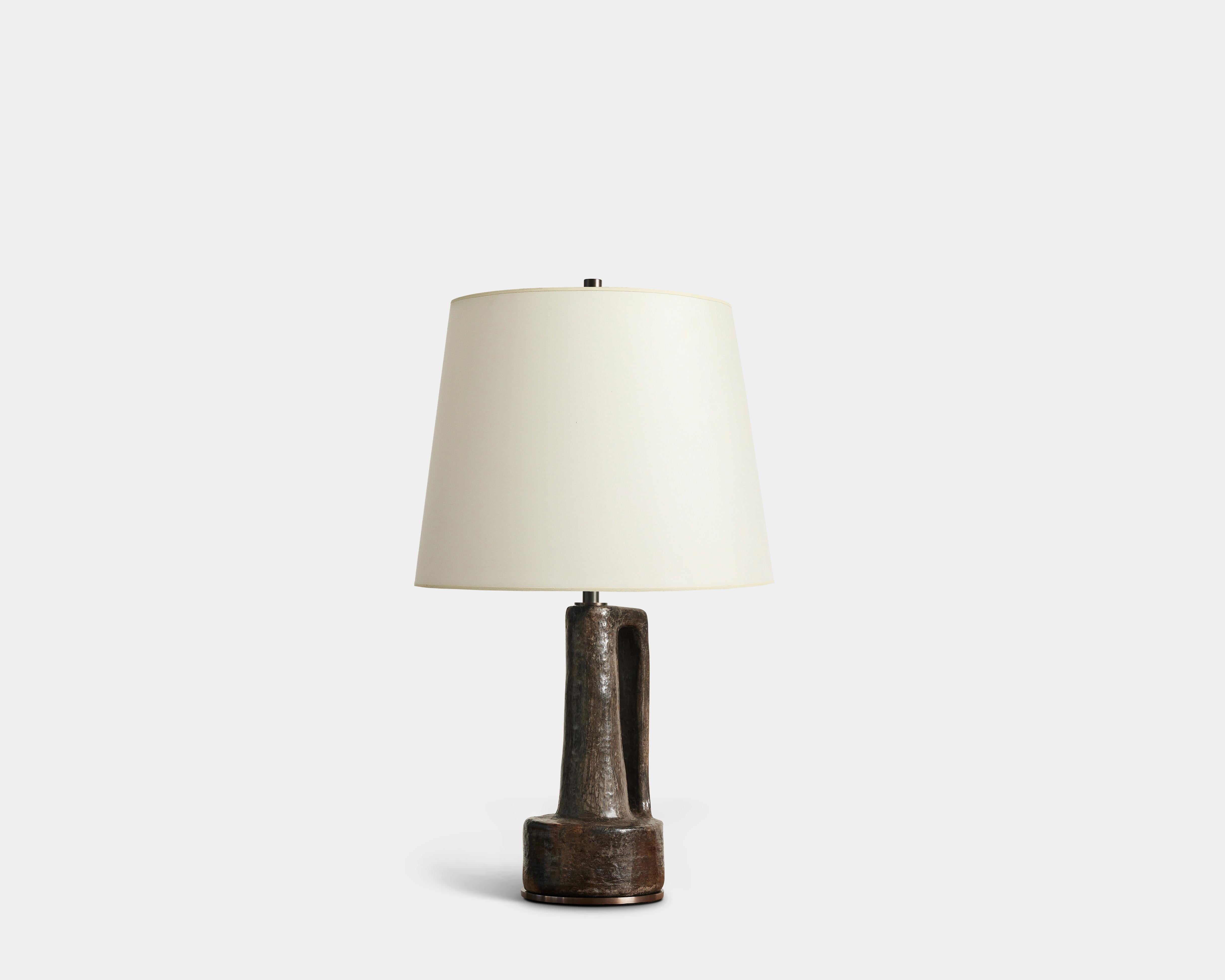 Modern Dark Grey Glazed Ceramic Table Lamp, France, 20th C For Sale