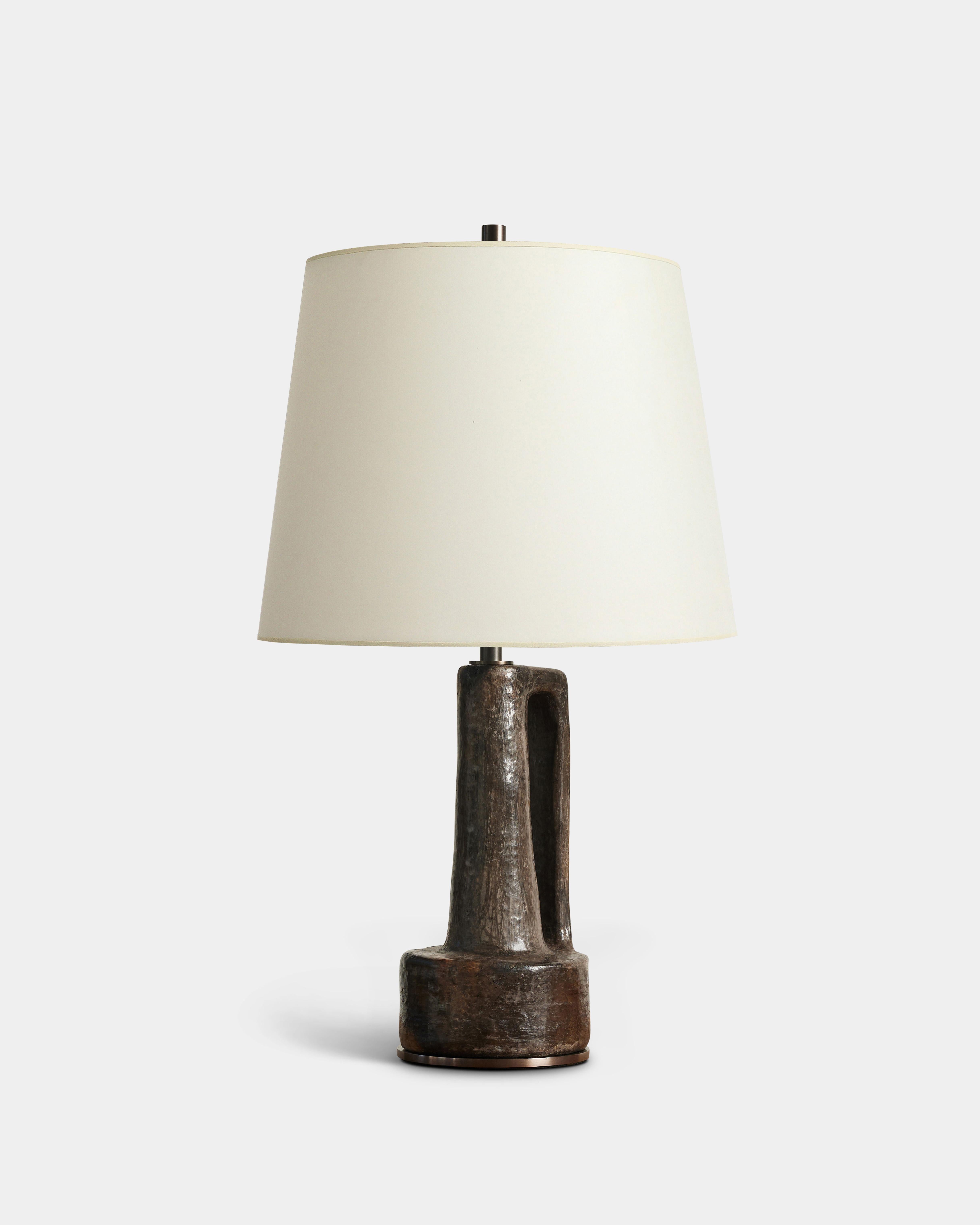 European Dark Grey Glazed Ceramic Table Lamp, France, 20th C For Sale
