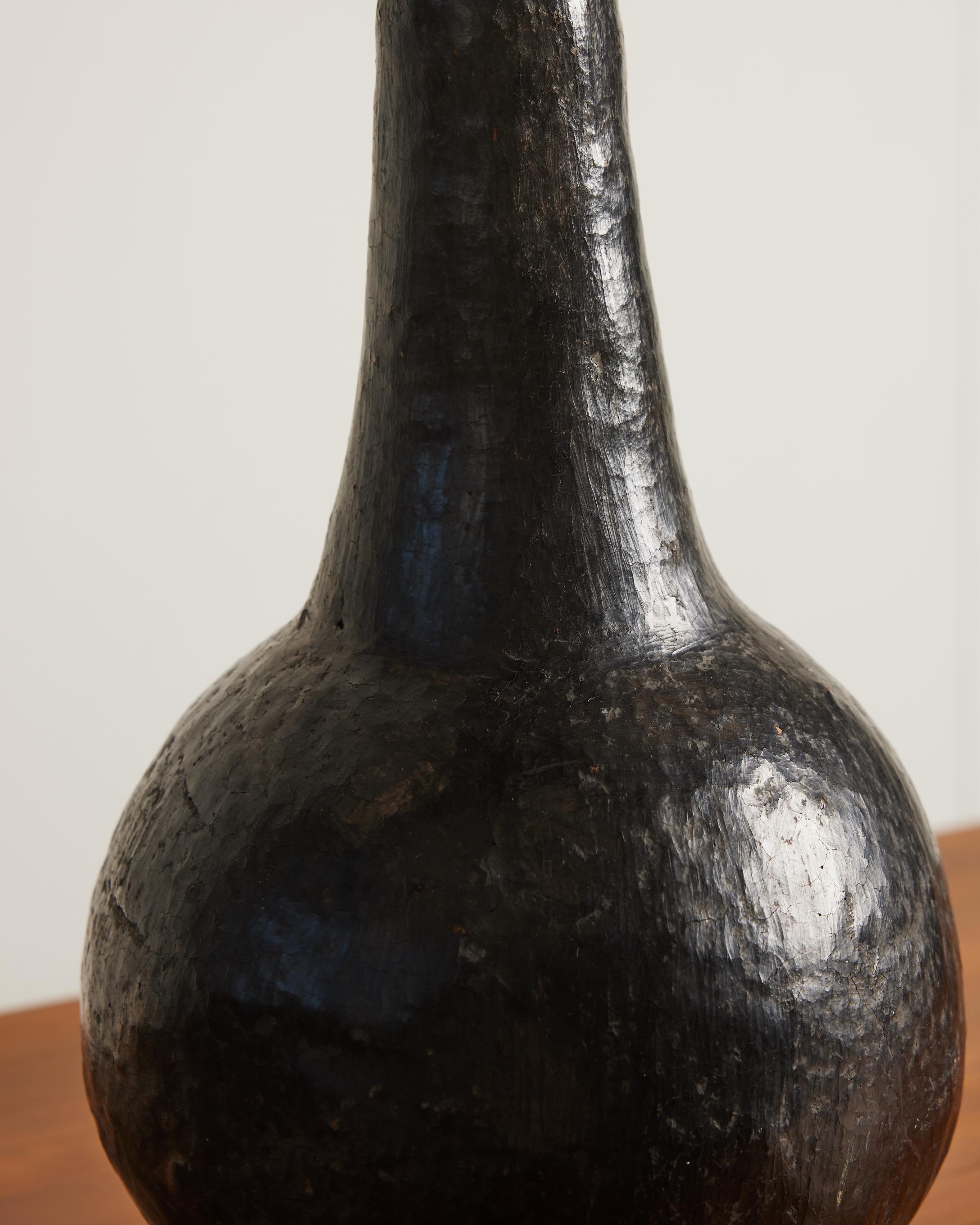 Dark Grey Glazed Ceramic Table Lamp, France, 20th C For Sale 1