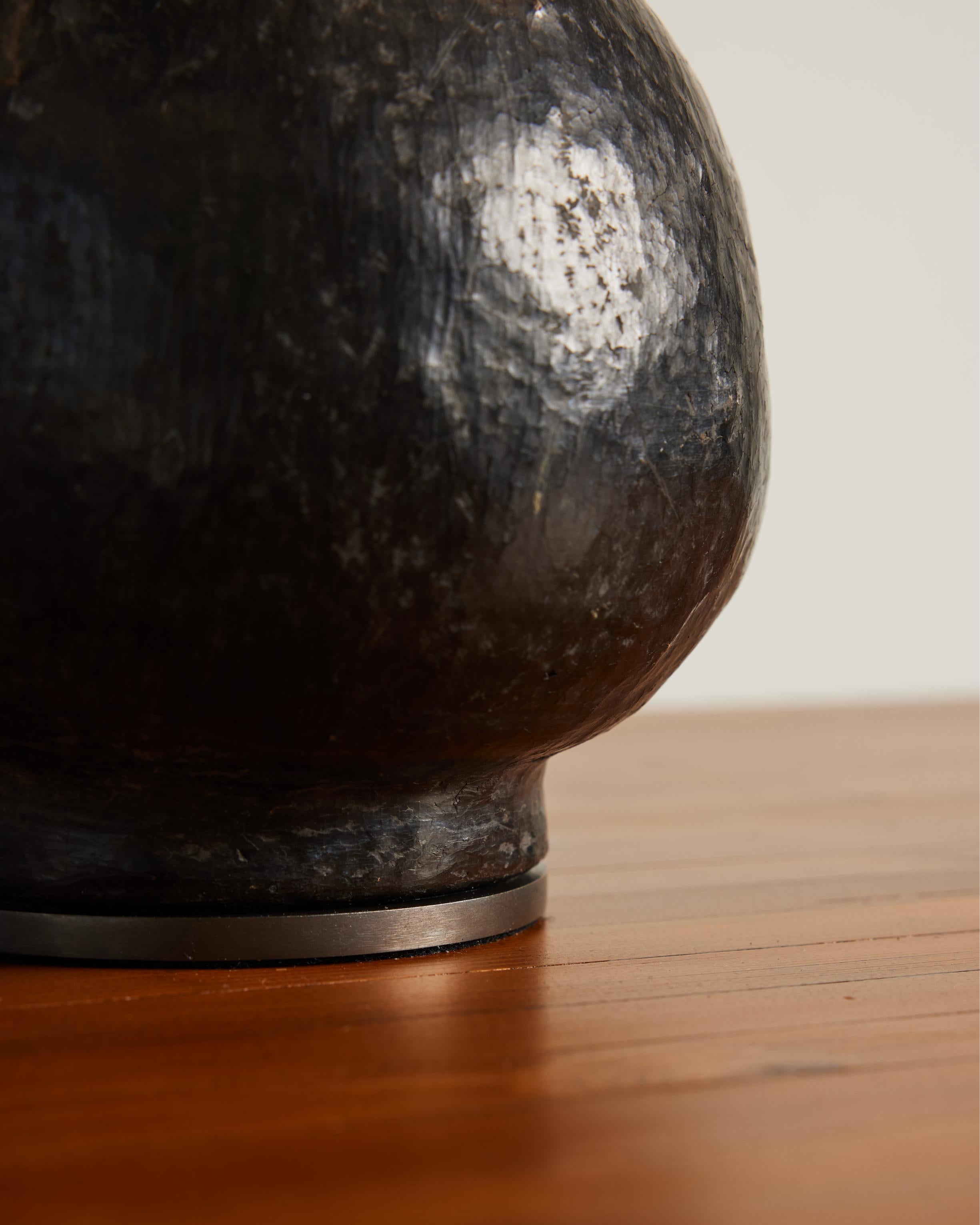 Dark Grey Glazed Ceramic Table Lamp, France, 20th C For Sale 2