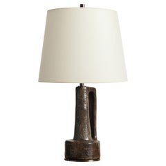 Dark Grey Glazed Ceramic Table Lamp, France, 20th C