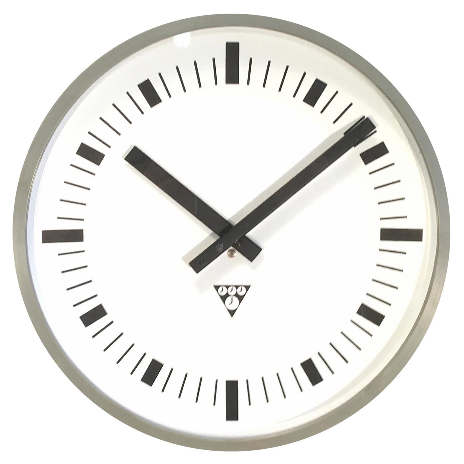 Dark Grey Industrial Bakelite Wall Clock From Pragotron, 1970s