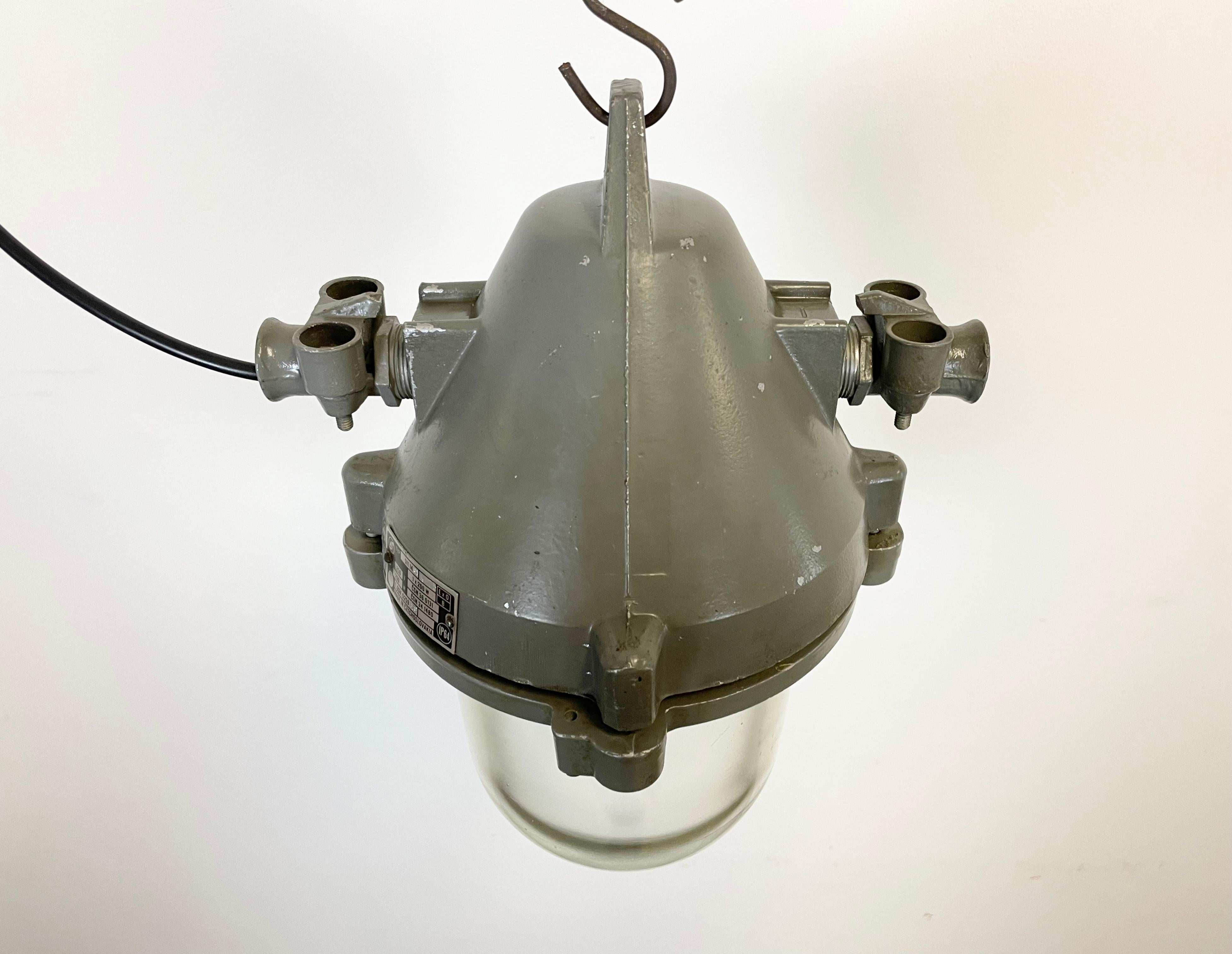 Late 20th Century Dark Grey Industrial Cast Aluminium Explosion Proof Lamp, 1960s For Sale