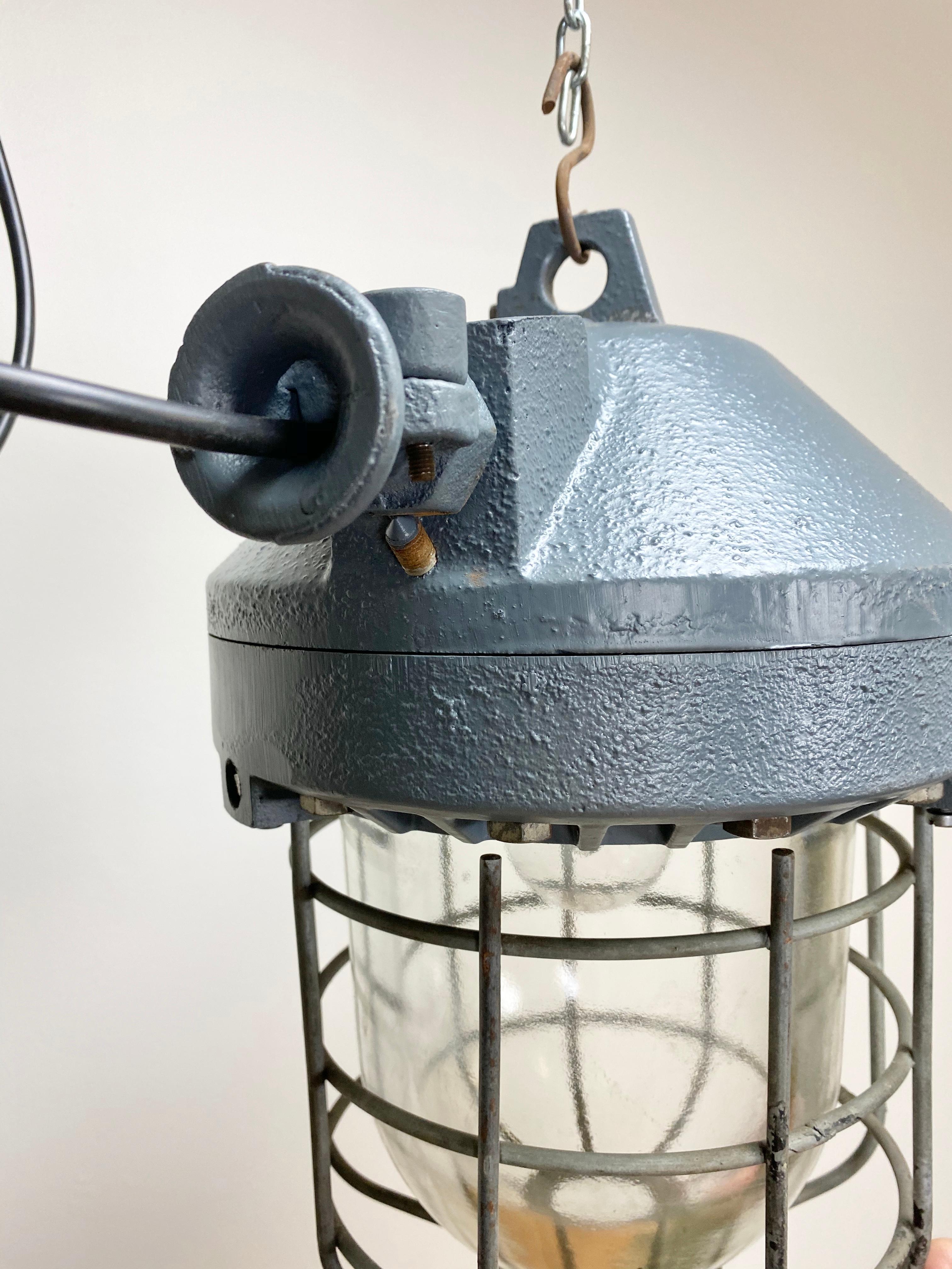 Cast Dark Grey Industrial Explosion Proof Lamp, 1970s