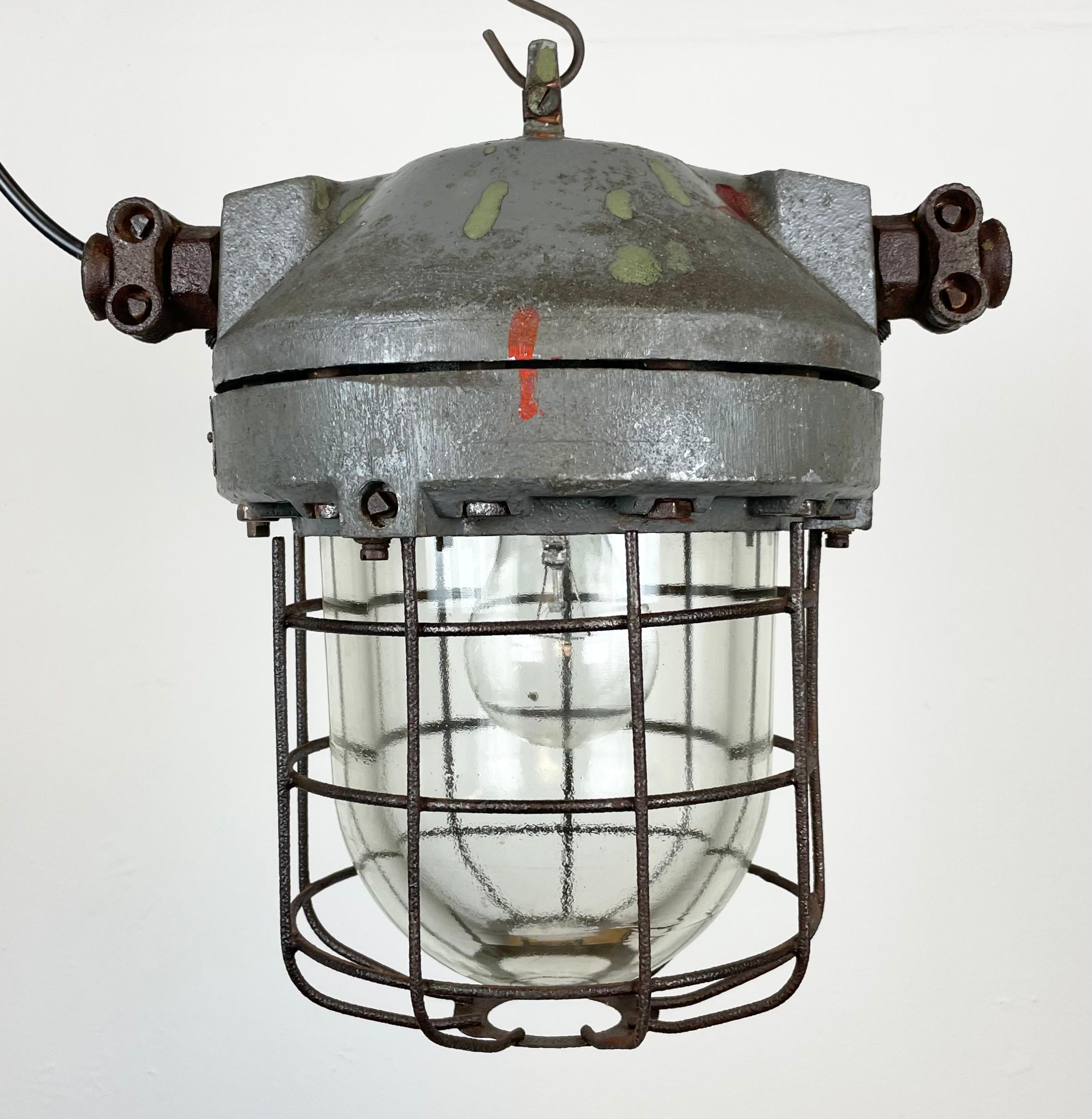 Czech Dark Grey Industrial Explosion Proof Lamp from Elektrosvit, 1960s For Sale