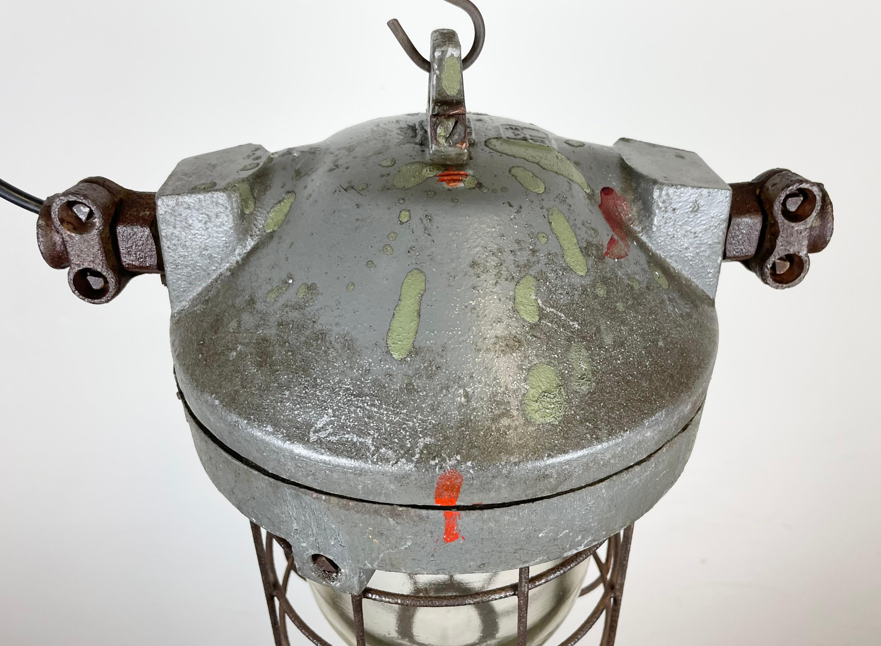 Cast Dark Grey Industrial Explosion Proof Lamp from Elektrosvit, 1960s For Sale