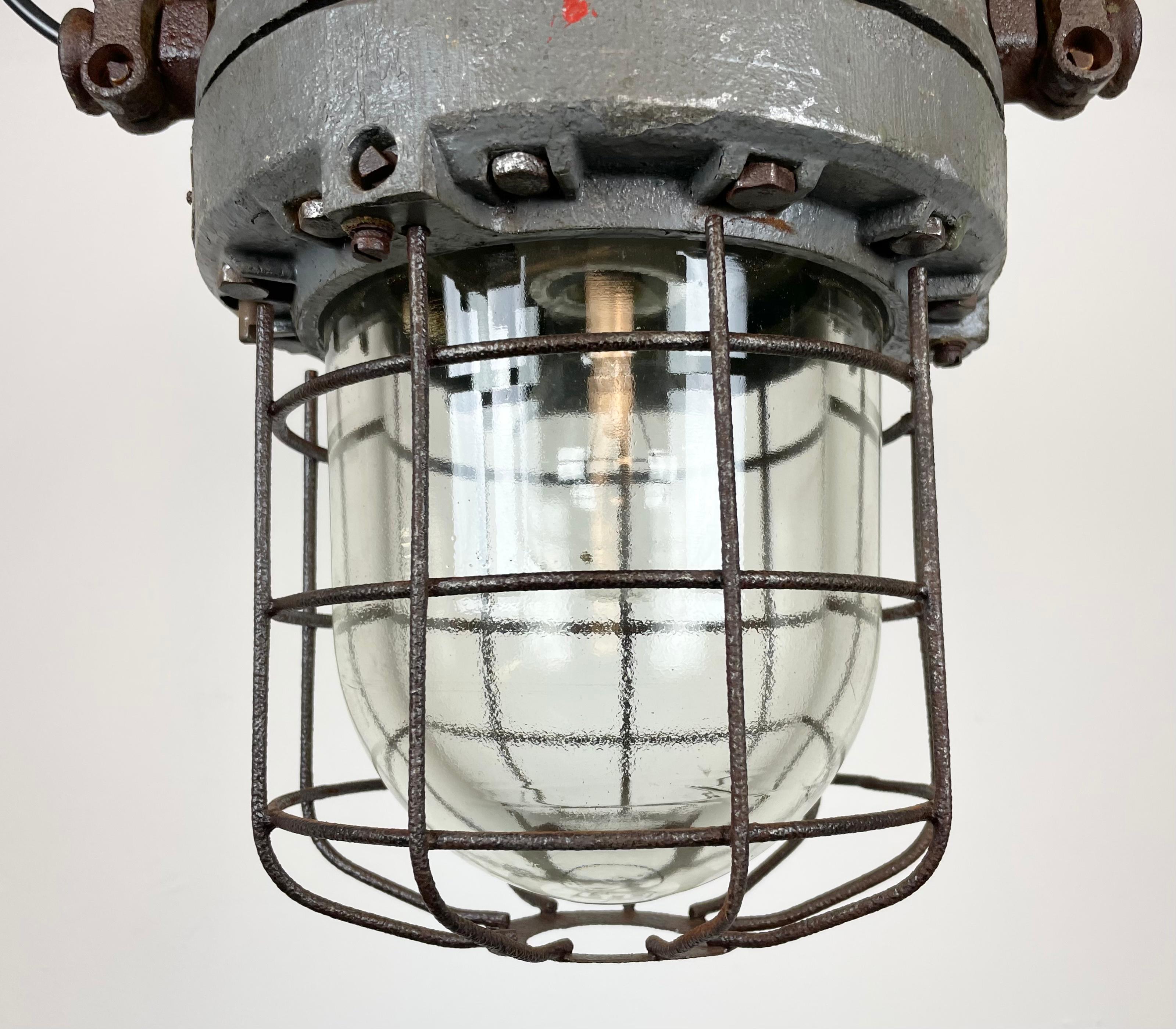 20th Century Dark Grey Industrial Explosion Proof Lamp from Elektrosvit, 1960s For Sale