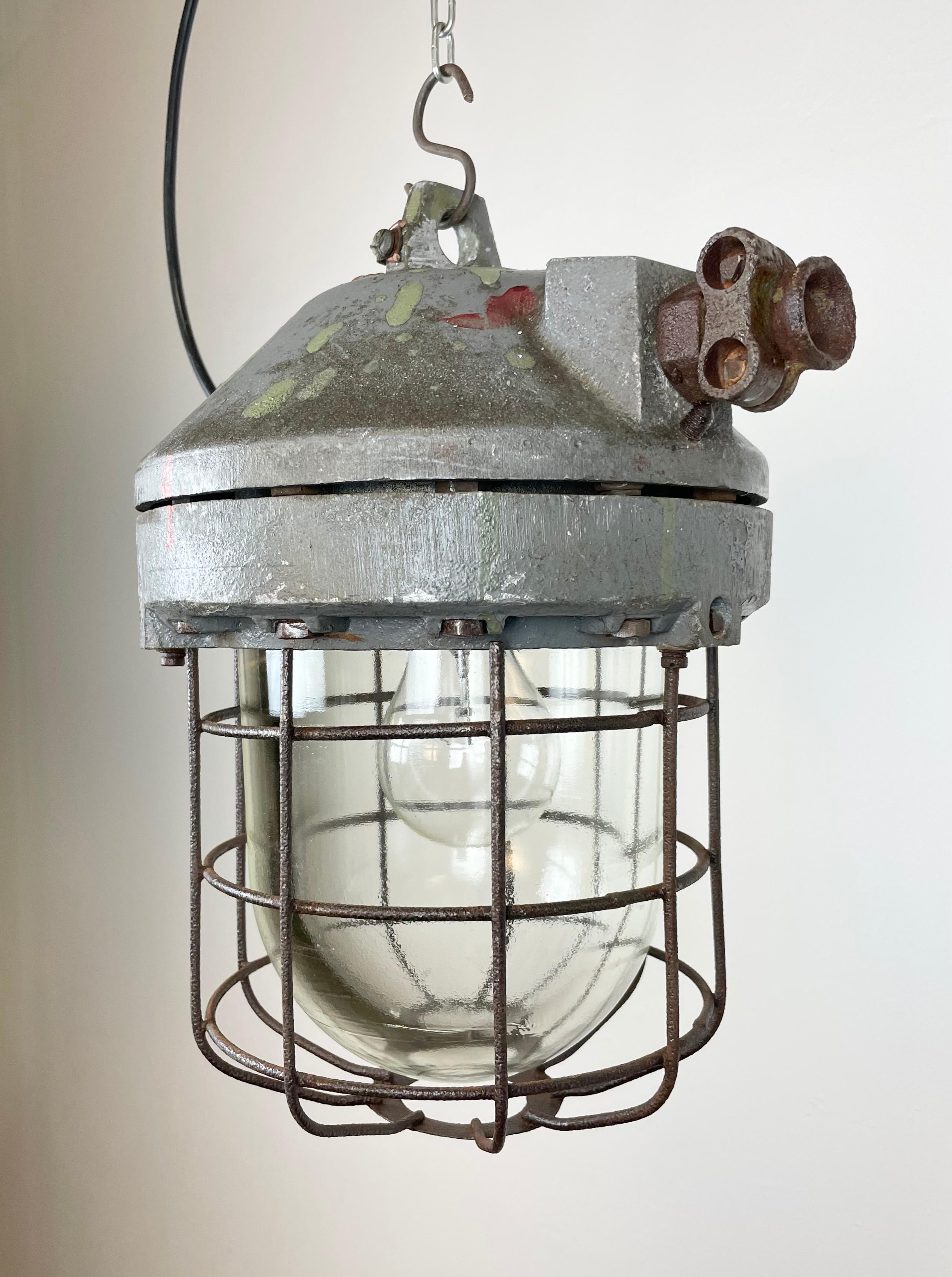 Aluminum Dark Grey Industrial Explosion Proof Lamp from Elektrosvit, 1960s For Sale