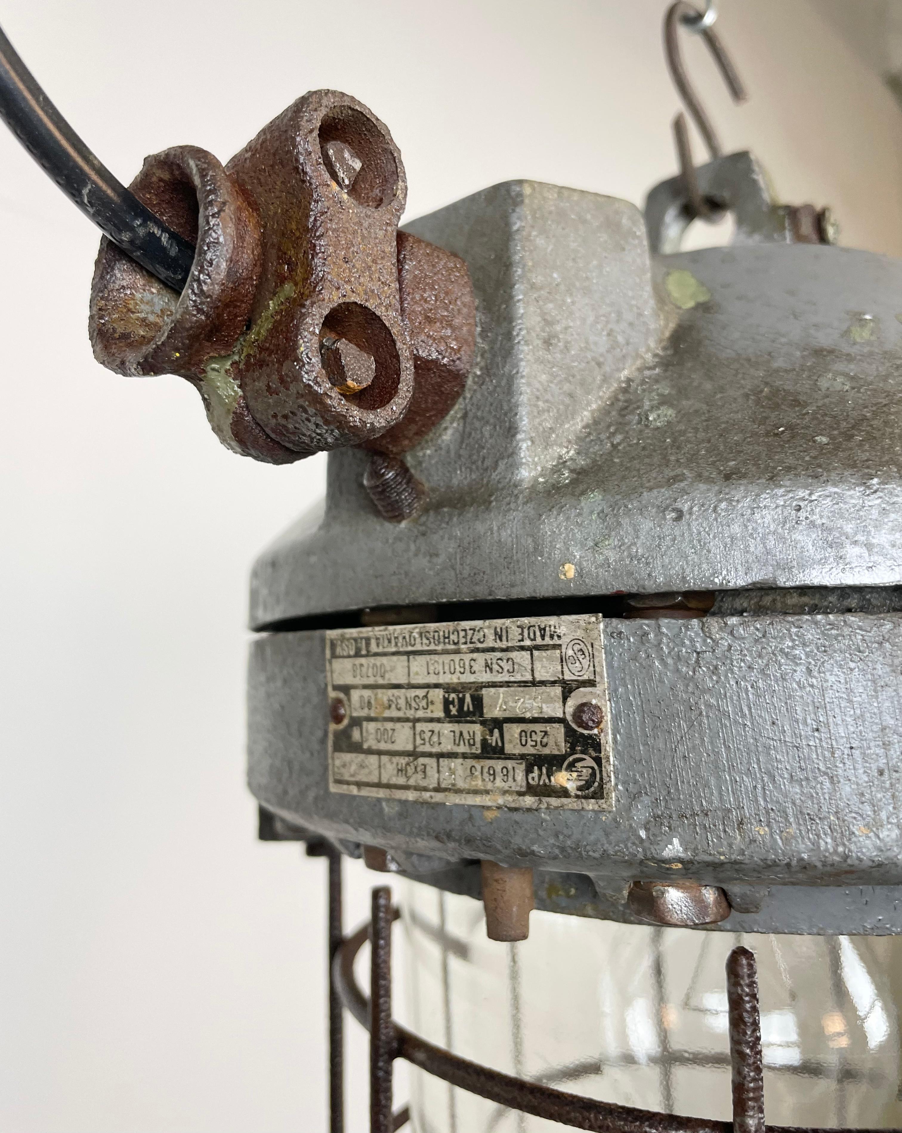 Dark Grey Industrial Explosion Proof Lamp from Elektrosvit, 1960s For Sale 1