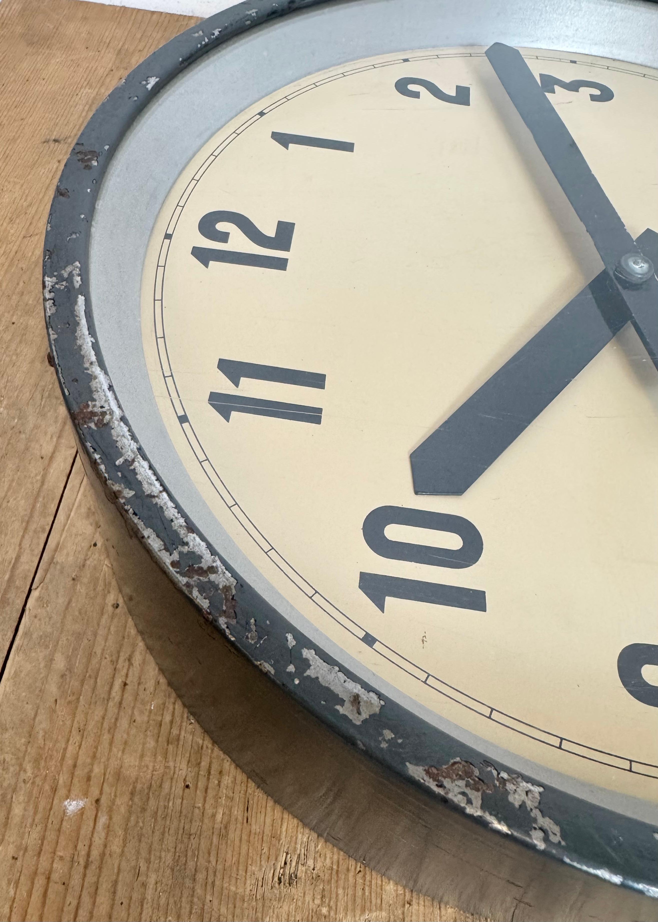 Dark Grey Industrial Factory Wall Clock from IBM, 1950s For Sale 9