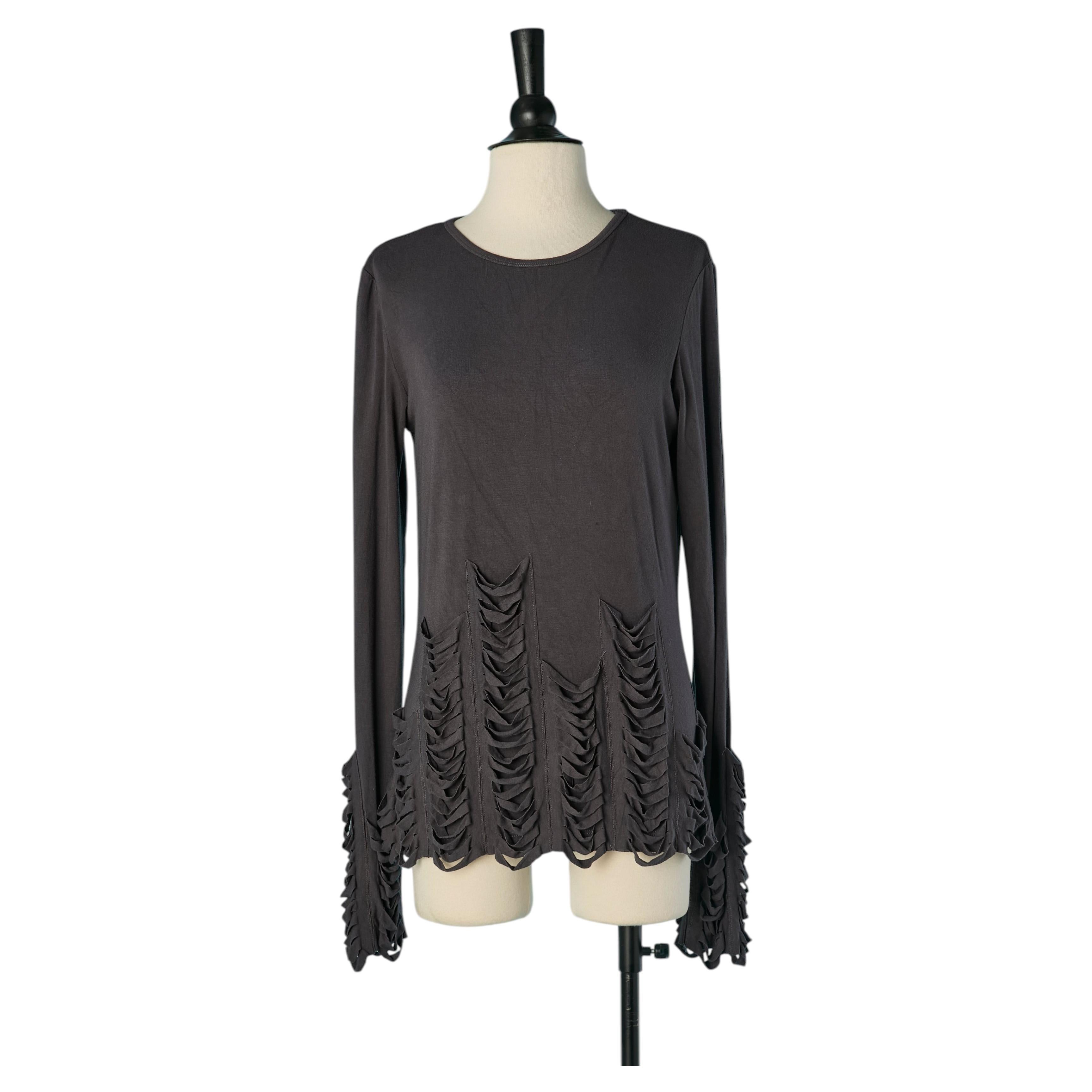 Dark grey jersey long sleeve tee-shirt GAULTIER JEANS For Sale