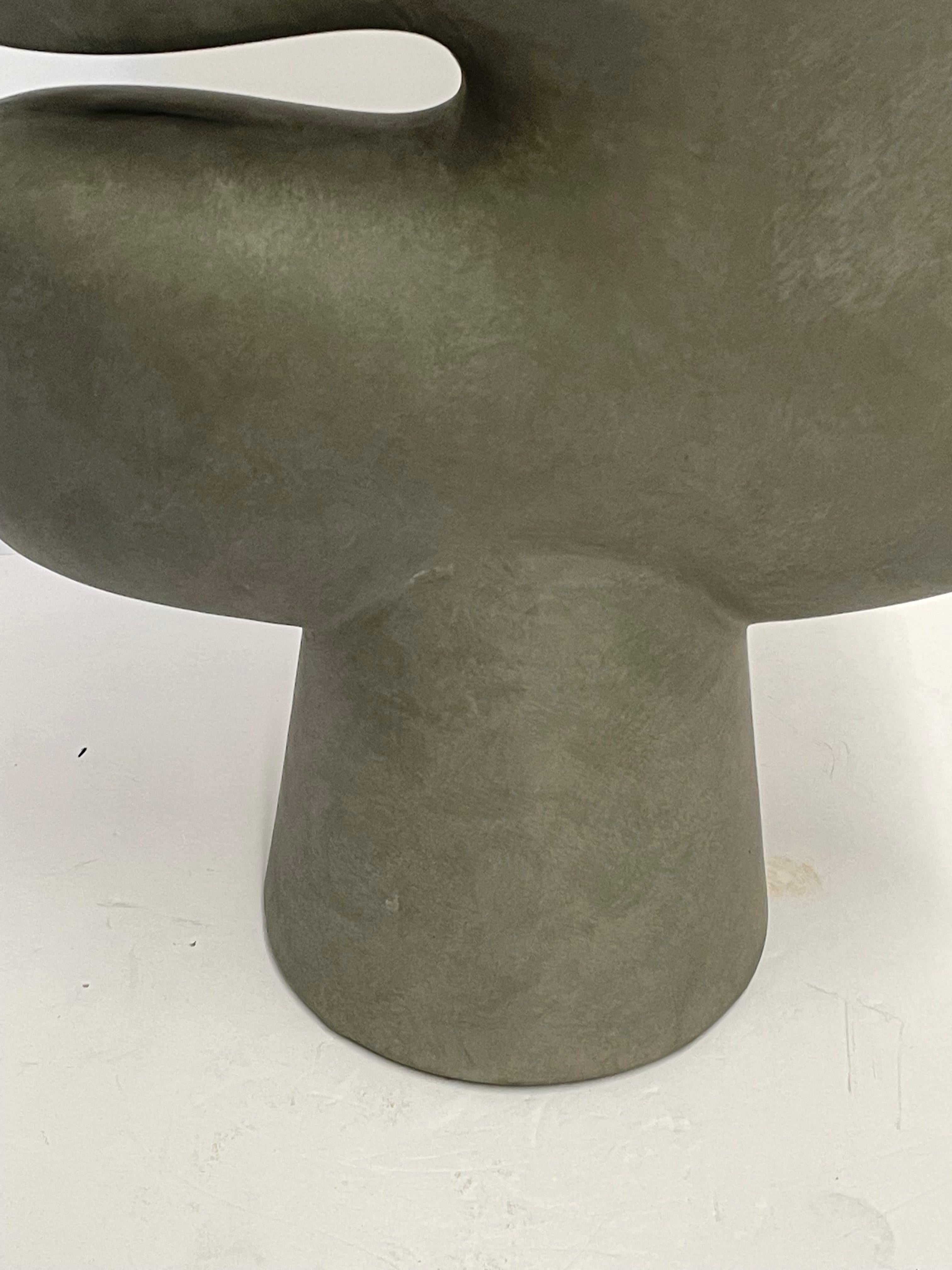 Chinese Dark Grey Matte Finish Large C Shape Vase, China, Contemporary For Sale
