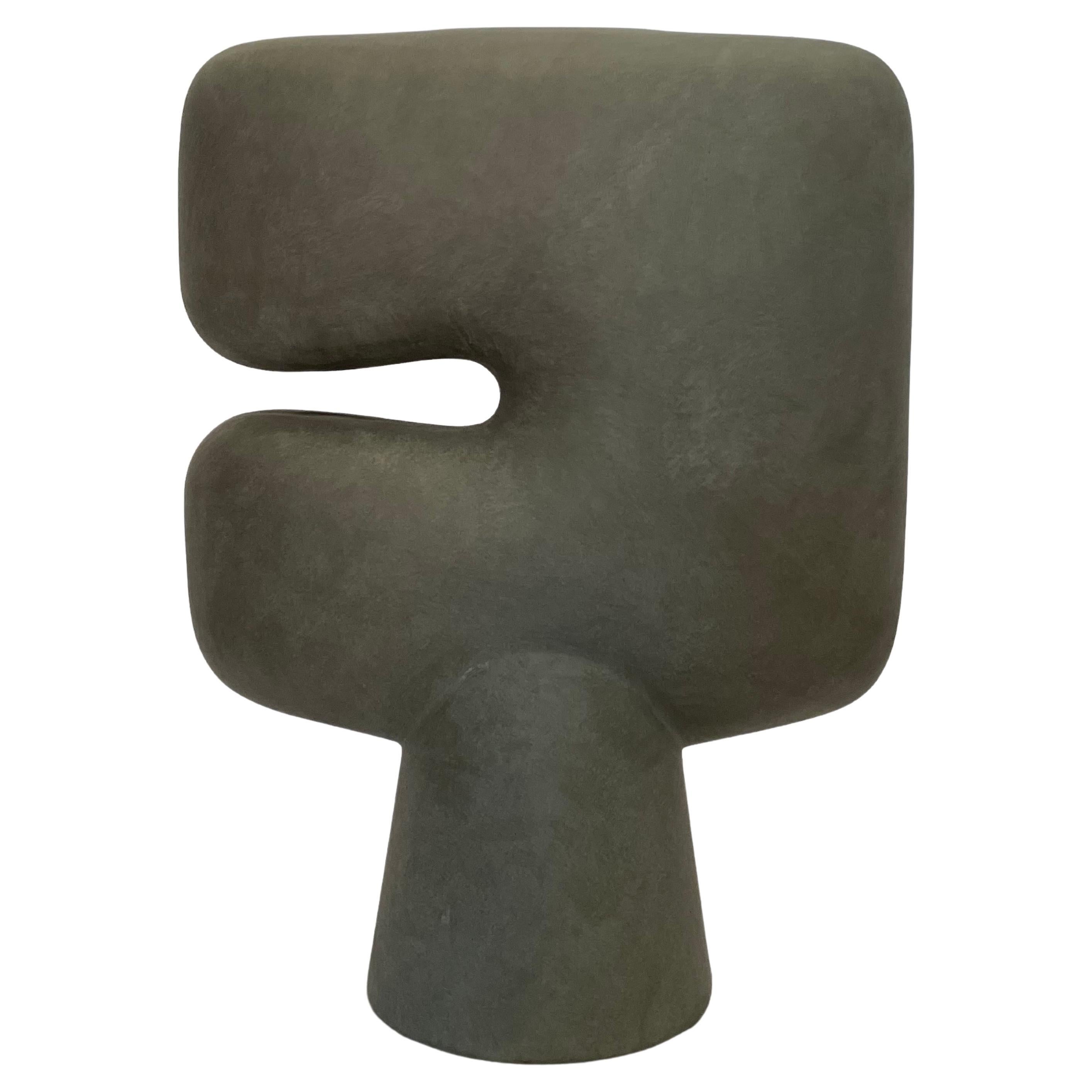 Dark Grey Matte Finish Large C Shape Vase, China, Contemporary For Sale
