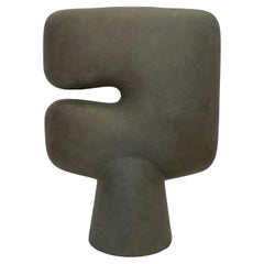 Dark Grey Matte Finish Large C Shape Vase, China, Contemporary