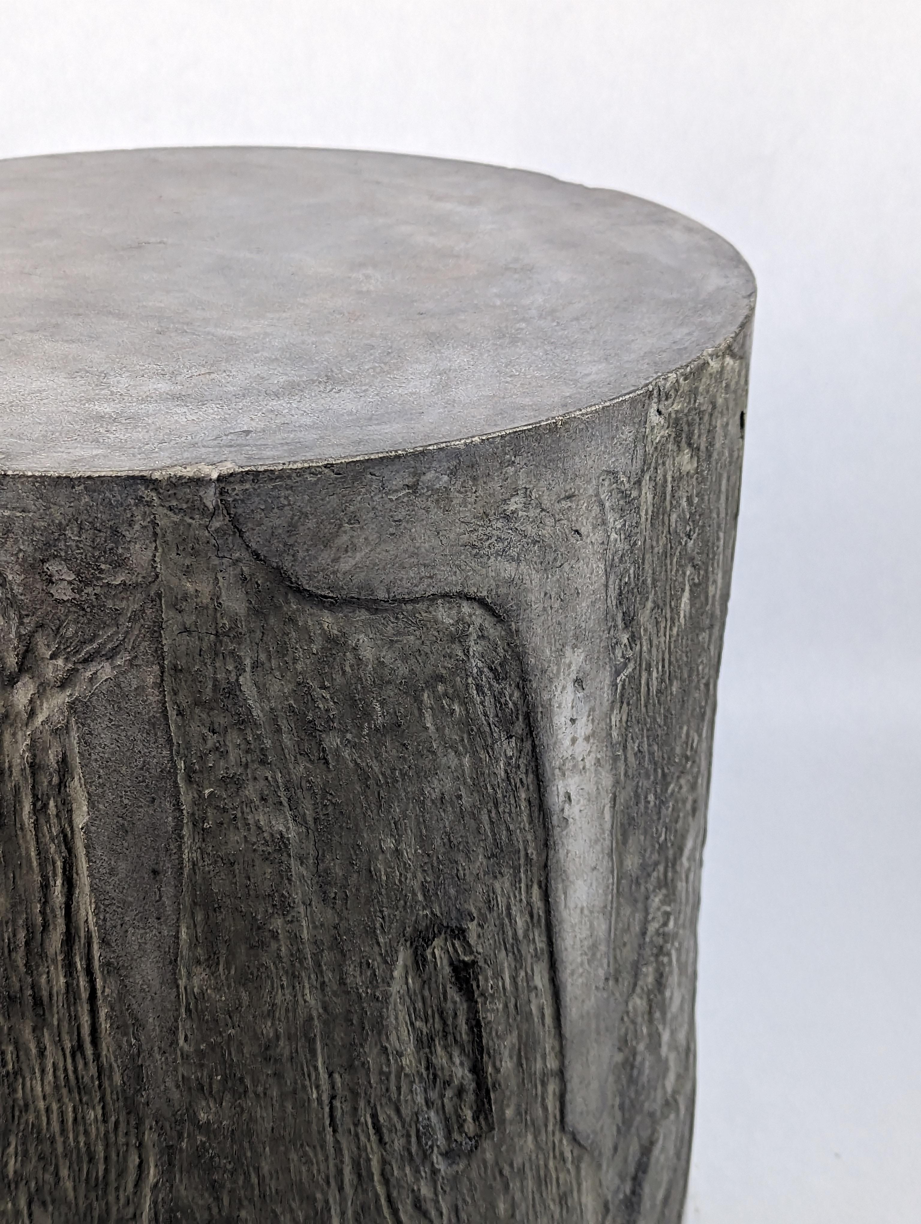 Cast Dark Grey Concrete Stool with Stone or Cliff-like Texture, 'Vertigo'