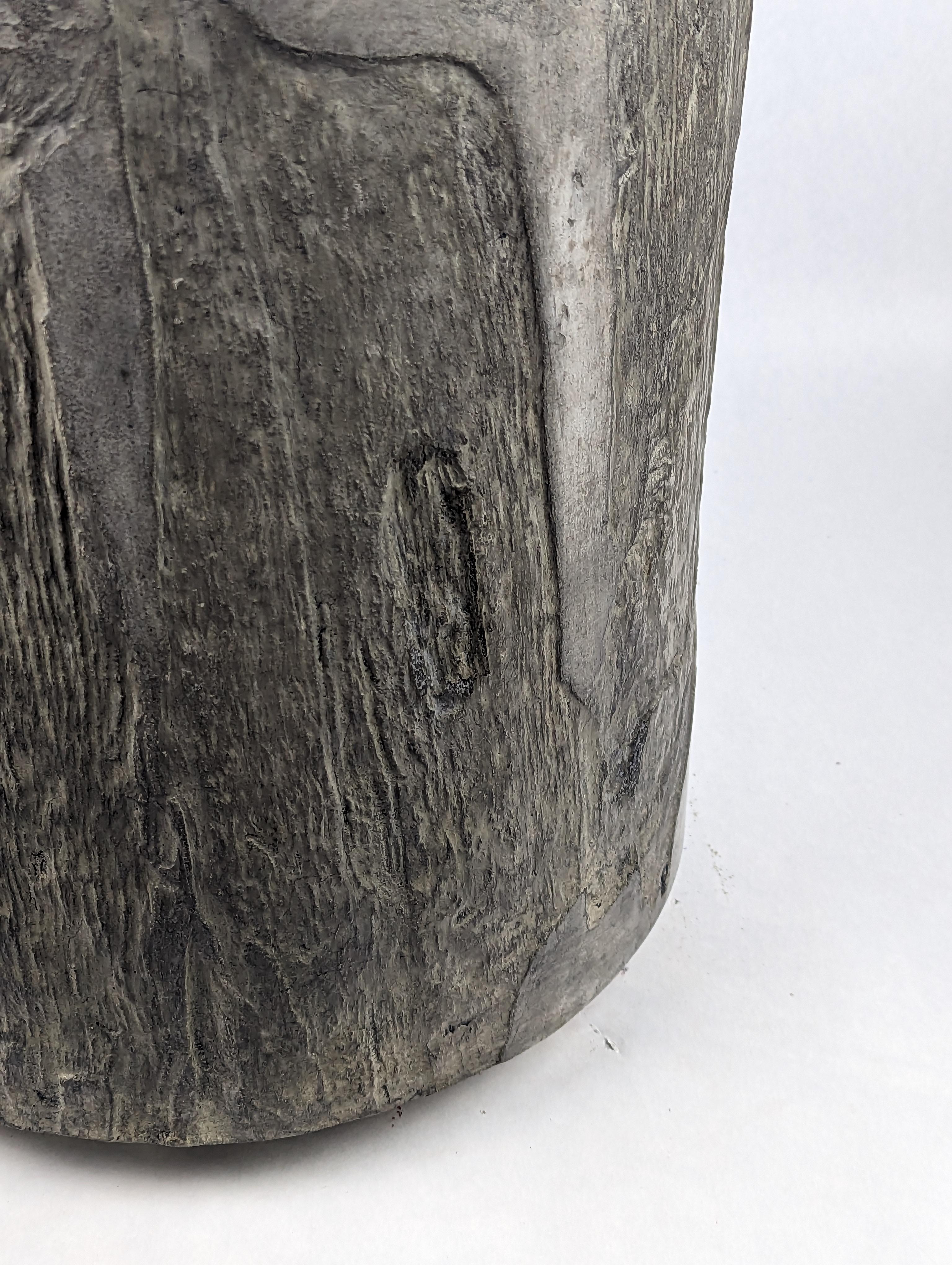 Contemporary Dark Grey Concrete Stool with Stone or Cliff-like Texture, 'Vertigo'