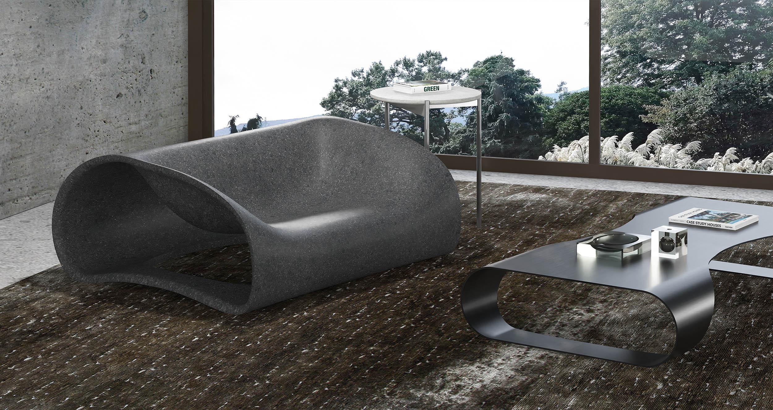 italien Fauteuil gris foncé à poils doux par spHaus en vente