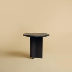 Dark Grey Terrazzo and Metal Side Table, Made in Italy