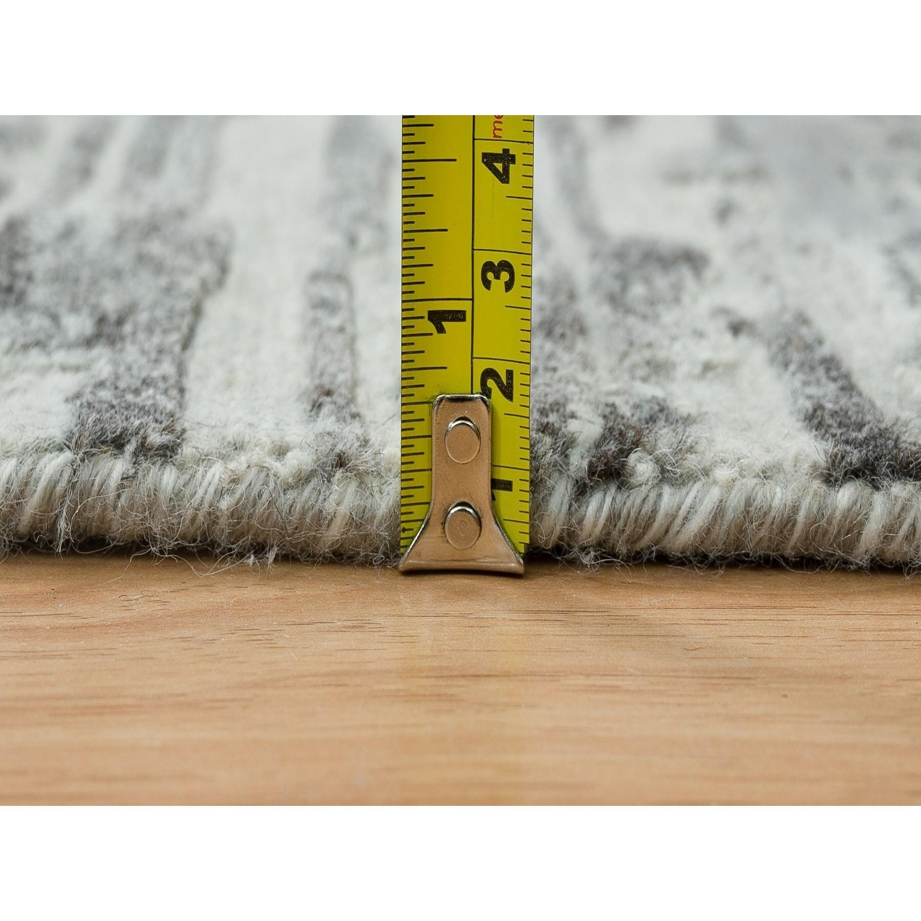 Dunkelgrau ungefärbt natürliche Wolle handgeknüpft XL Läufer Orientteppich 2'7