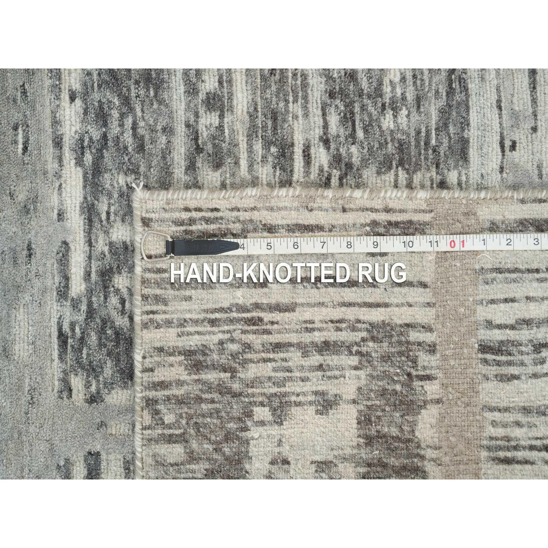 Dunkelgrau ungefärbt natürliche Wolle handgeknüpft XL Läufer Orientteppich 2'7