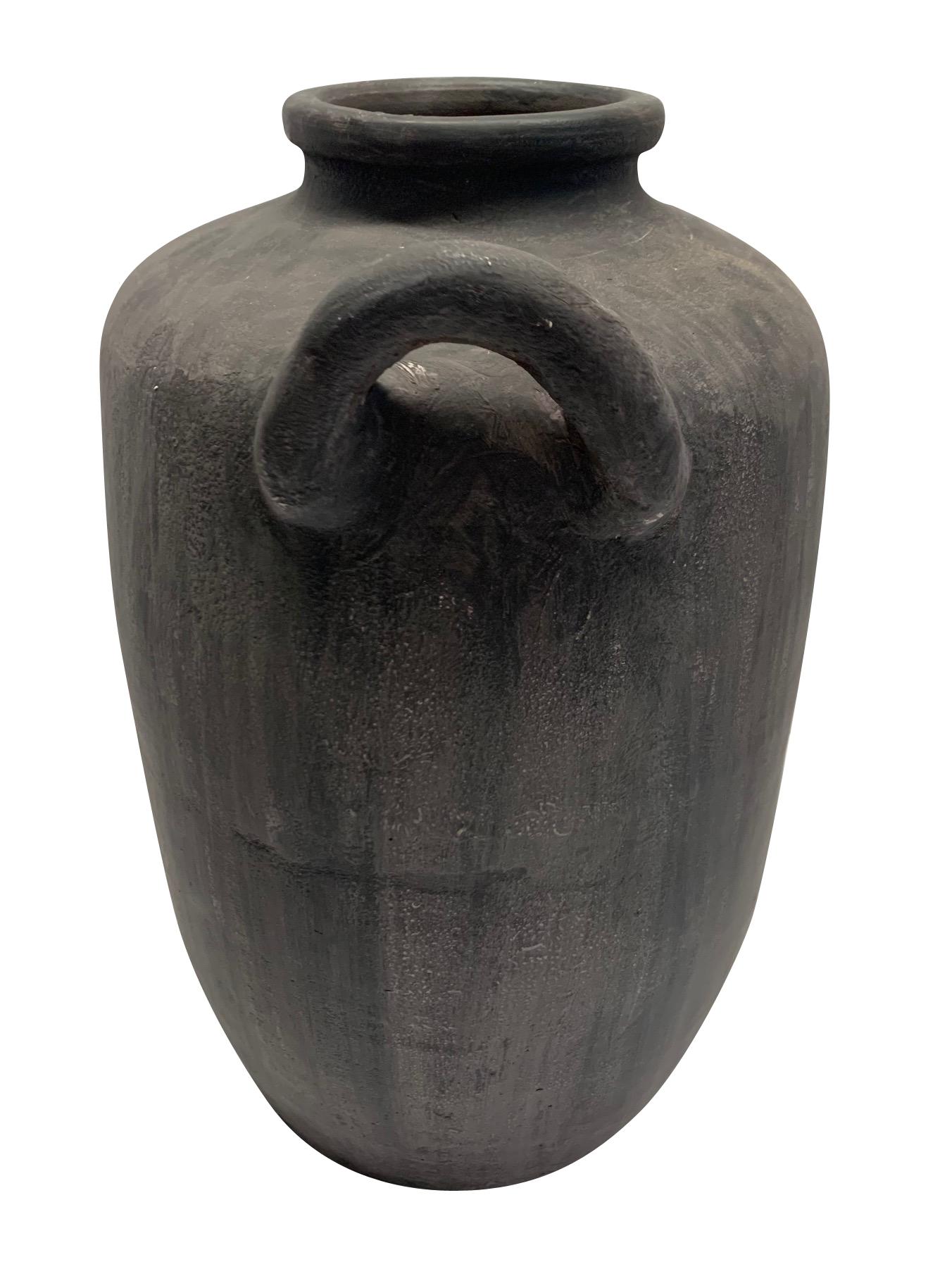 Chinese Dark Grey Vase with Single Handle, China, Contemporary For Sale