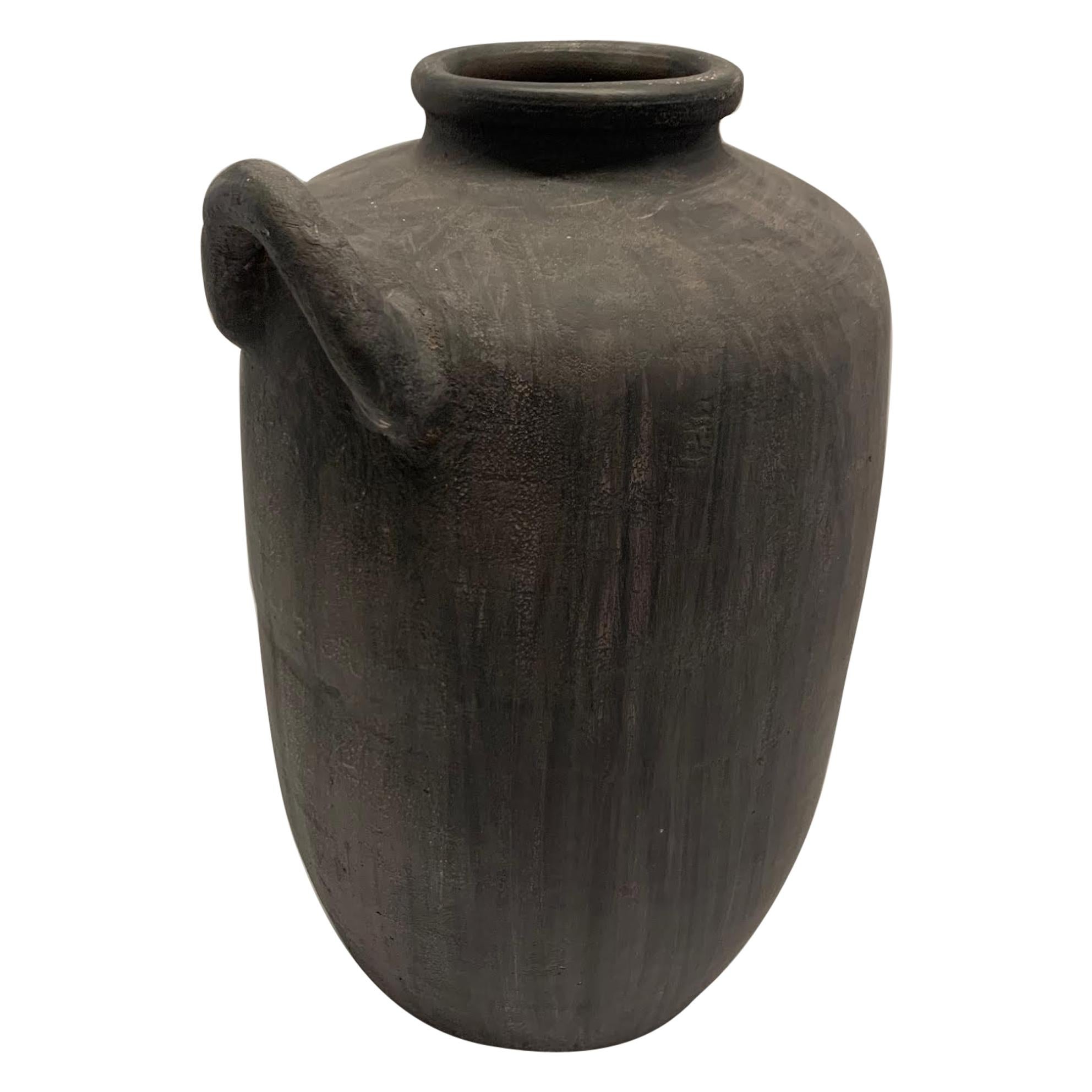 Dark Grey Vase with Single Handle, China, Contemporary