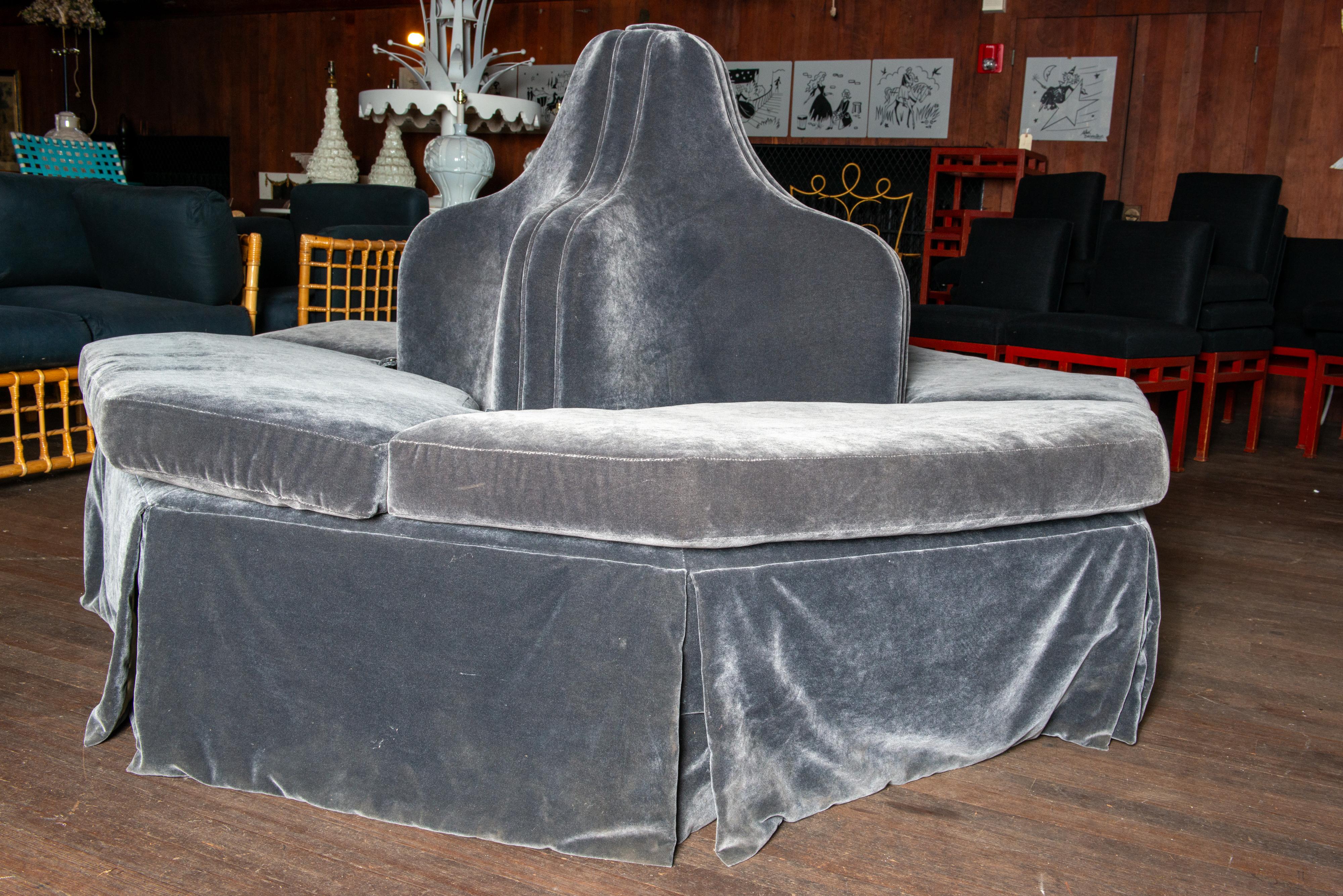 Dark Grey Velvet Bourne, Round Sofa For Sale 7