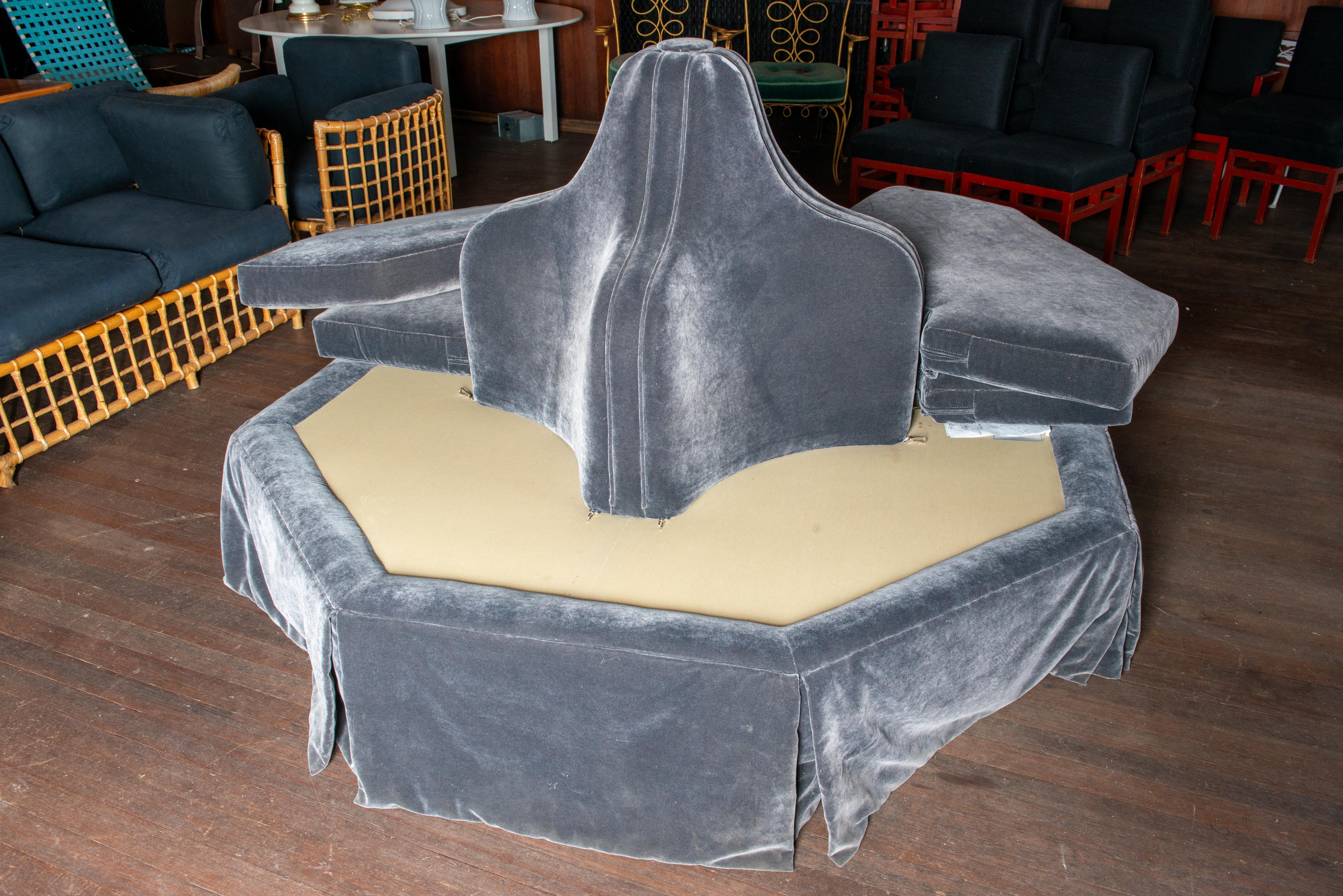 Dark Grey Velvet Bourne, Round Sofa For Sale 3