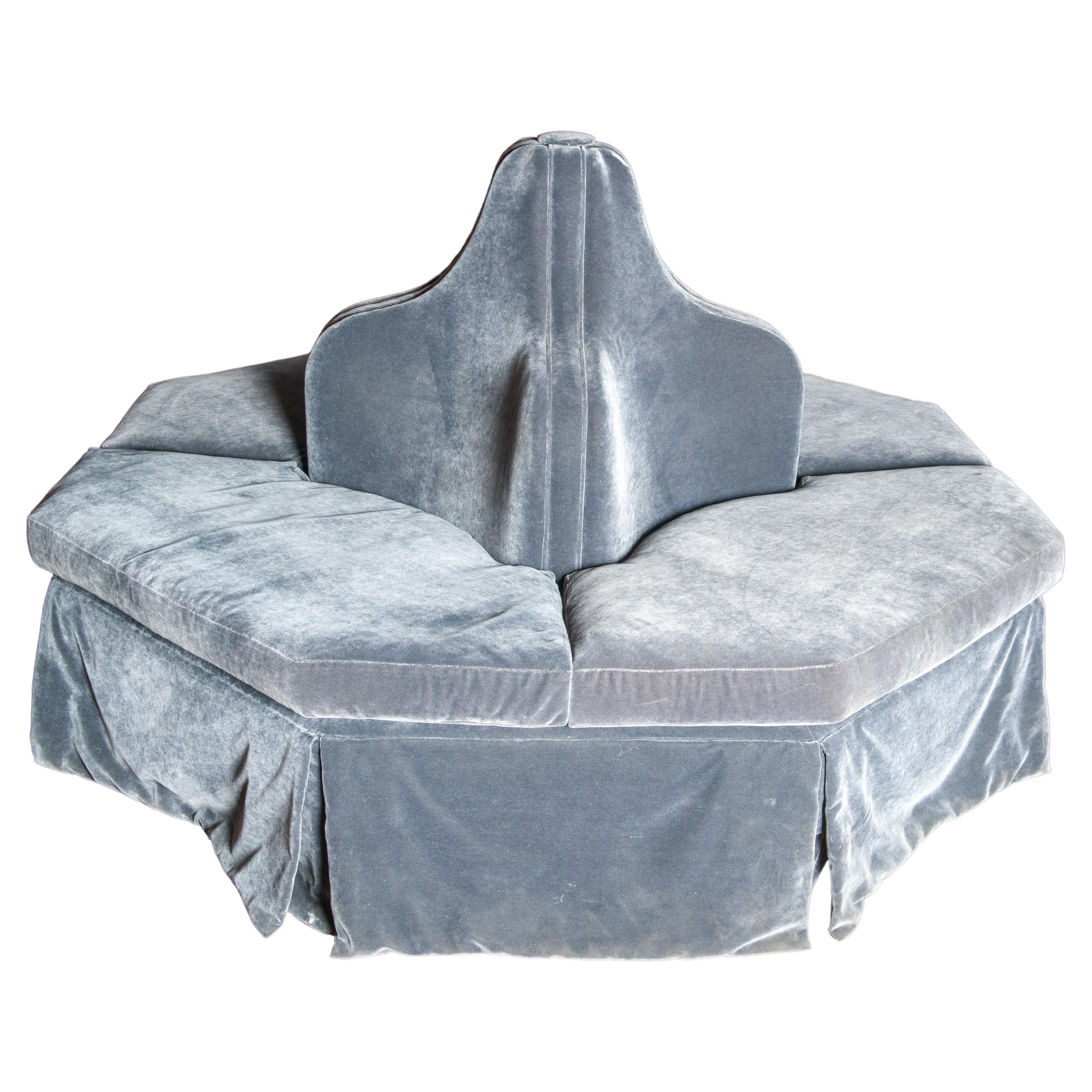 Dark Grey Velvet Bourne, Round Sofa For Sale