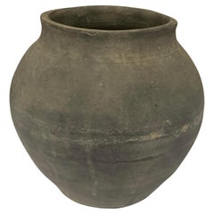 Vintage Dark Grey Weathered Medium Terracotta Pot, China, 20th Century