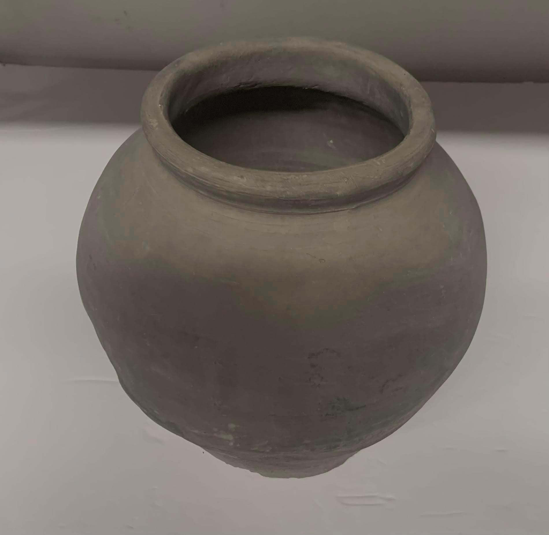 Chinese Dark Grey Weathered Terracotta Pot, China, 20th Century
