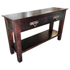 Dark Hardwood Console Table with Two Drawers