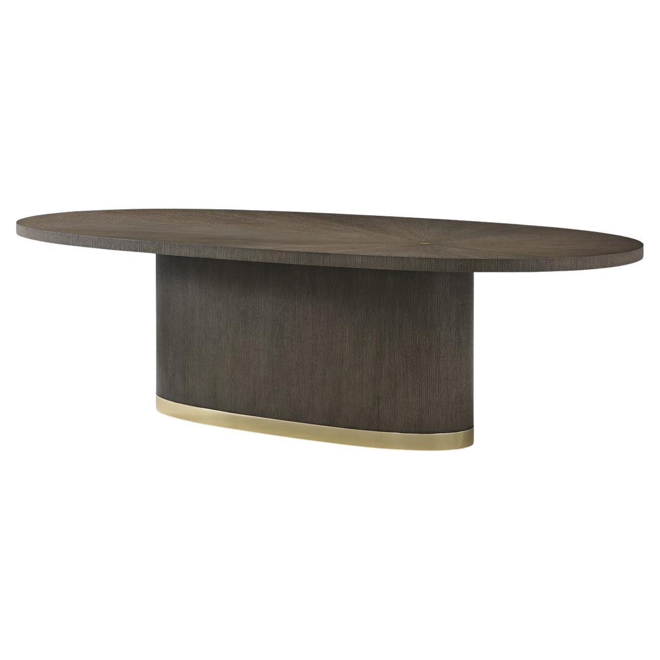 Dark Hollywood Regency Oval Dining Table