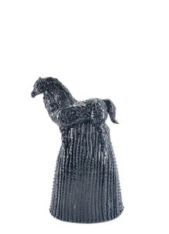 Dark Blue Horse, Ceramic Centerpiece, Handmade Without Mold, Italy