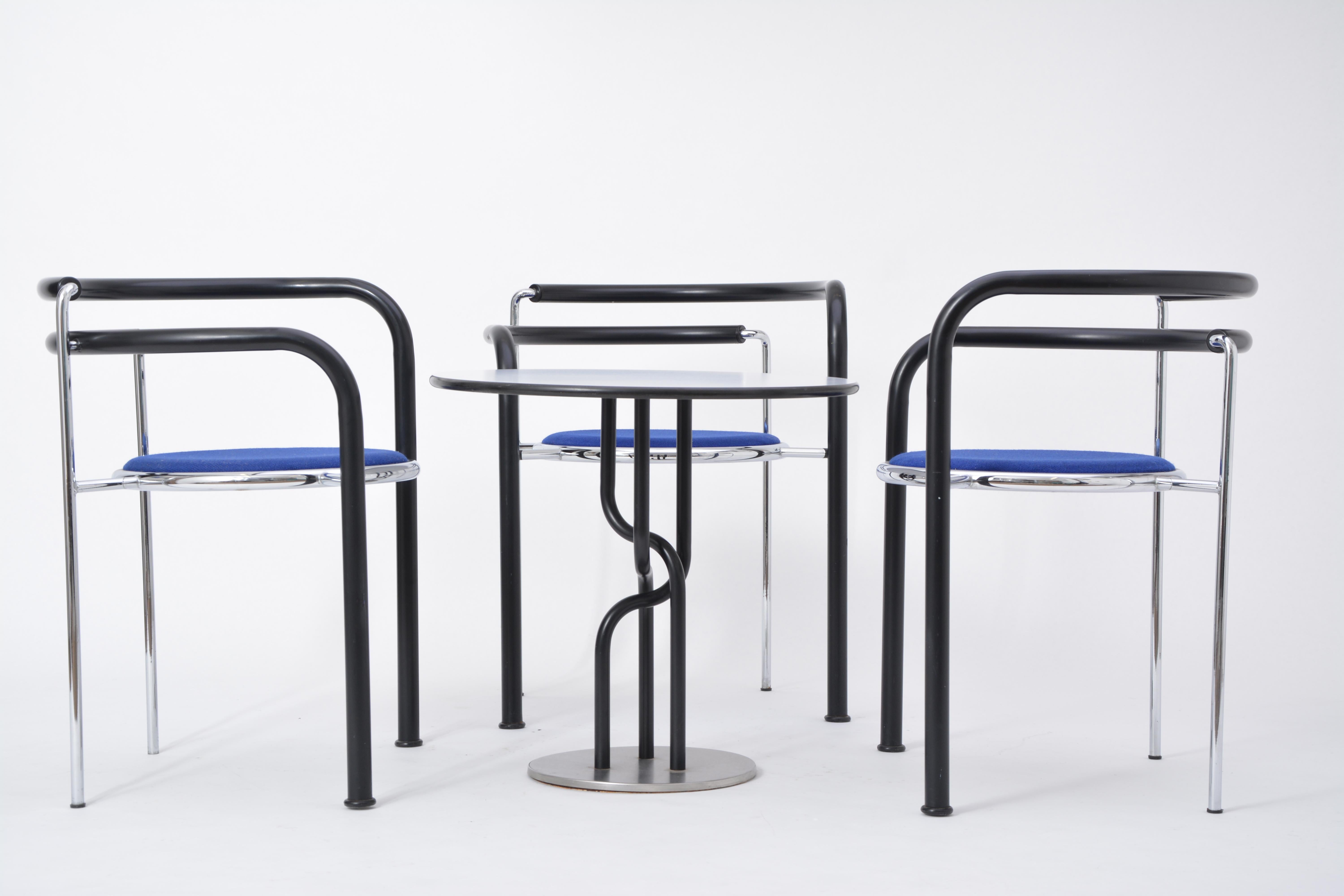 Post-Modern seating group by Rud Thygesen & Johnny Sorensen for Botium, 1989

Table and three stacking chairs 