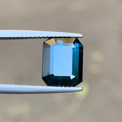 Dark Indicolite Blue Natural Tourmaline Ring Loose Gemstone 4.25 Ct Emerald Cut