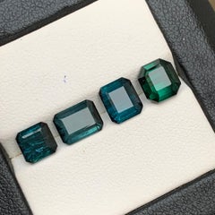 Dark Indicolite & Green Tourmaline 6.53 Ct Emerald Cut Natural Loose Gemstones