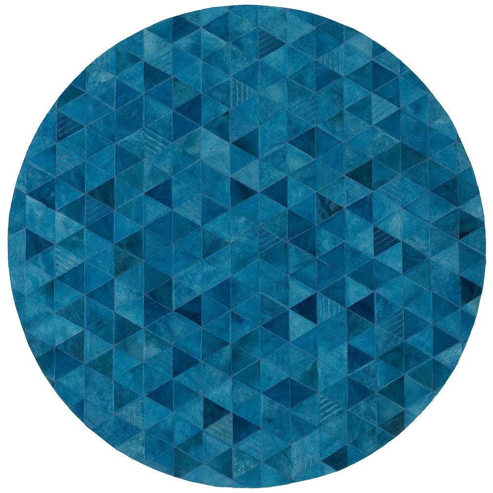 Dunkler runder Trilogia-Teppich aus Jade mit anpassbarem Rindsleder X-groß